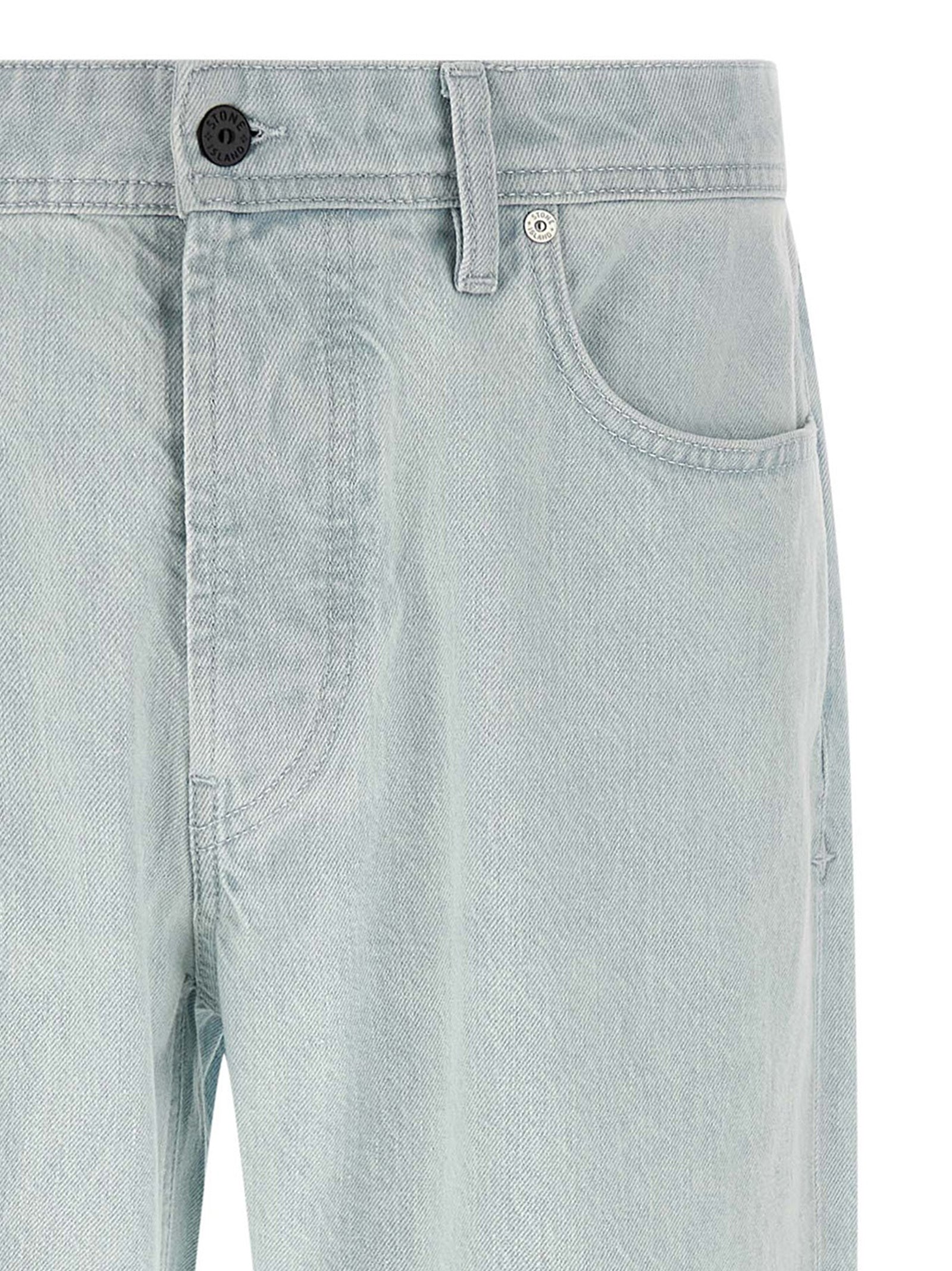 Stone Island Blue Cotton Straight-Leg Jeans Stone Island