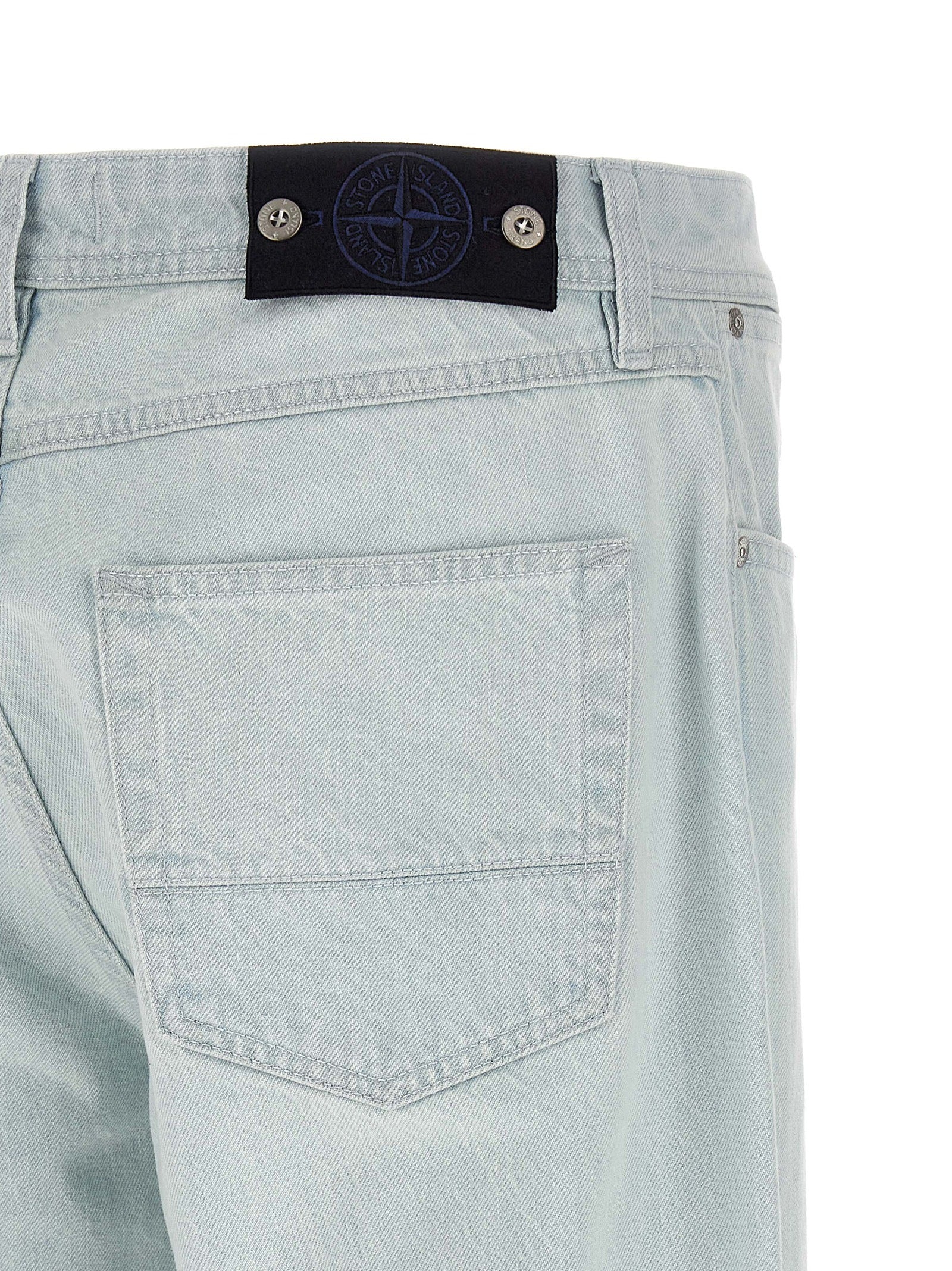 Stone Island Blue Cotton Straight-Leg Jeans Stone Island