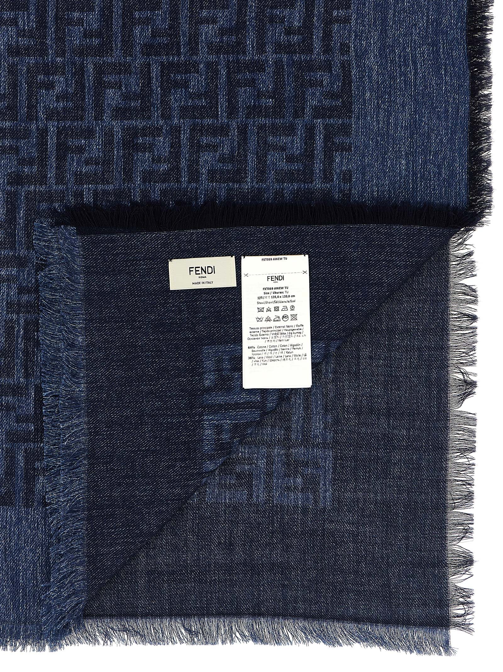 Fendi Blue Cotton Scarf Fendi
