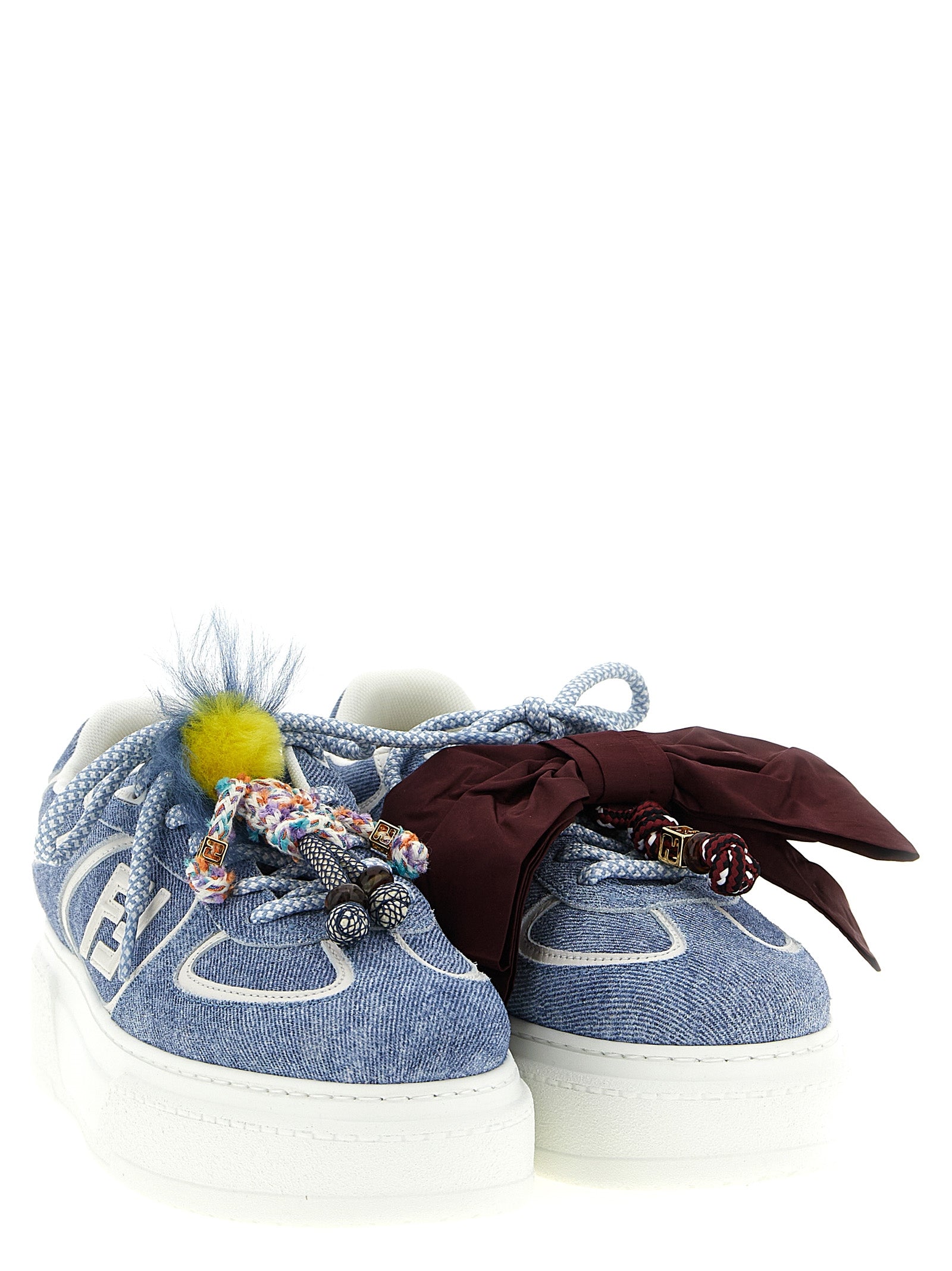 Fendi Blue Calfskin Platform Sneakers Fendi