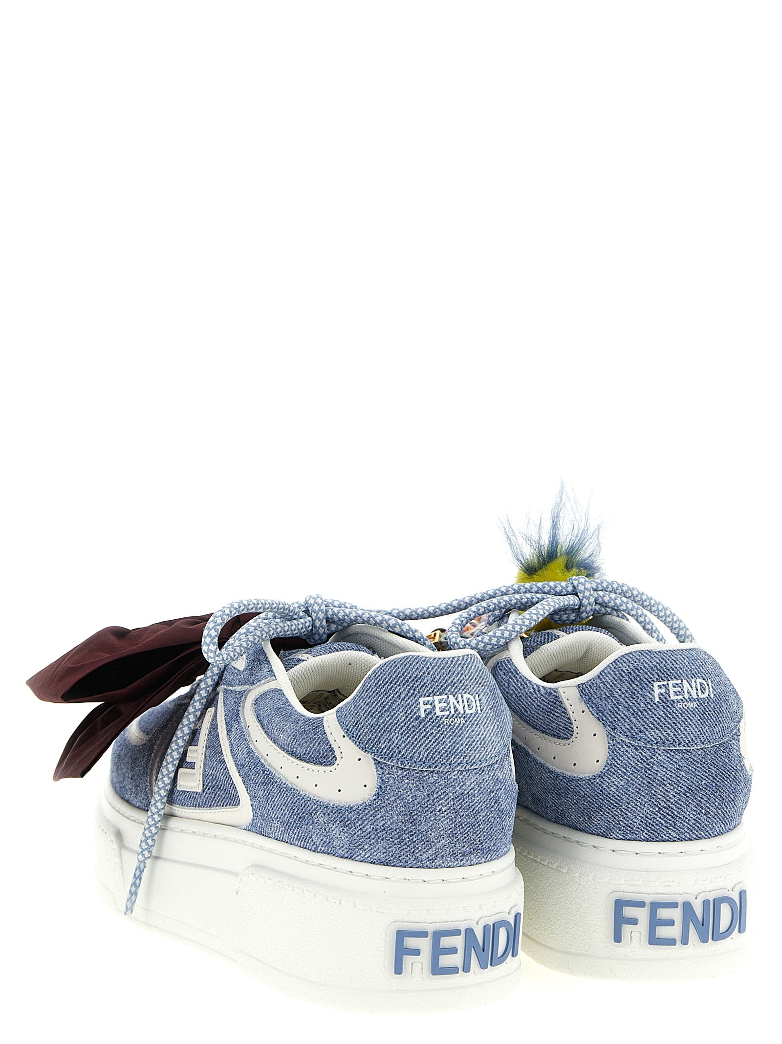 Fendi Blue Calfskin Platform Sneakers Fendi