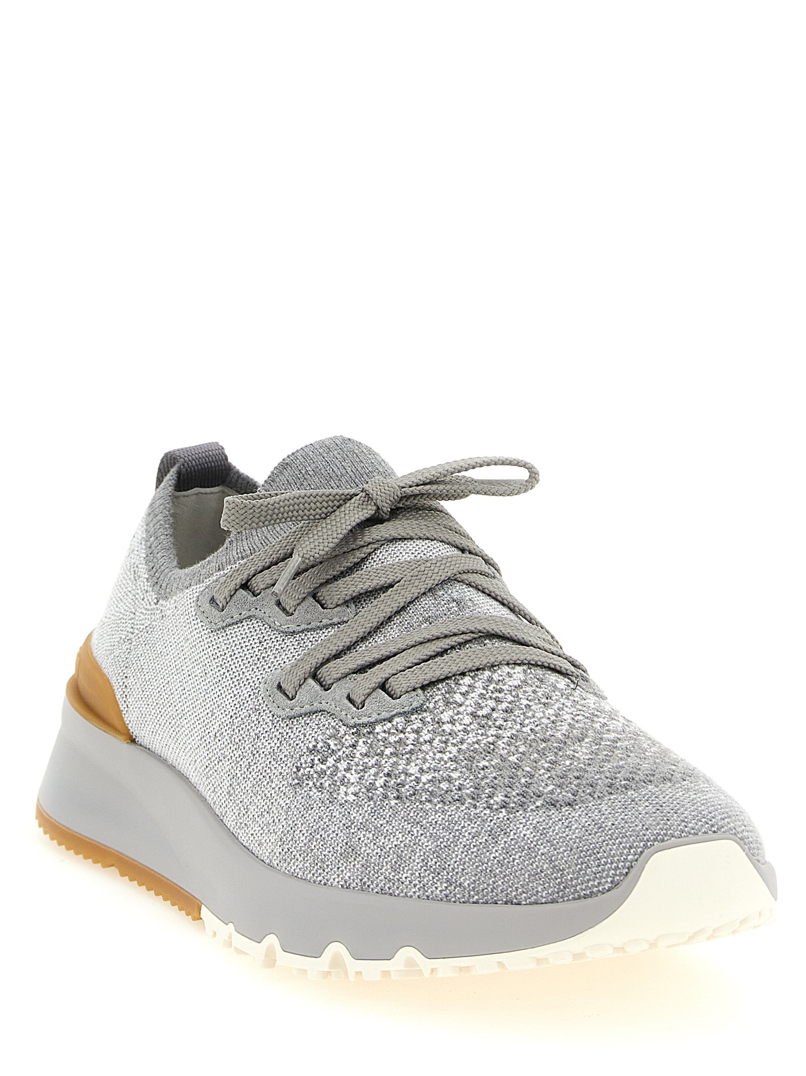 Brunello Cucinelli Gray Cotton Athletic Sneakers Brunello Cucinelli