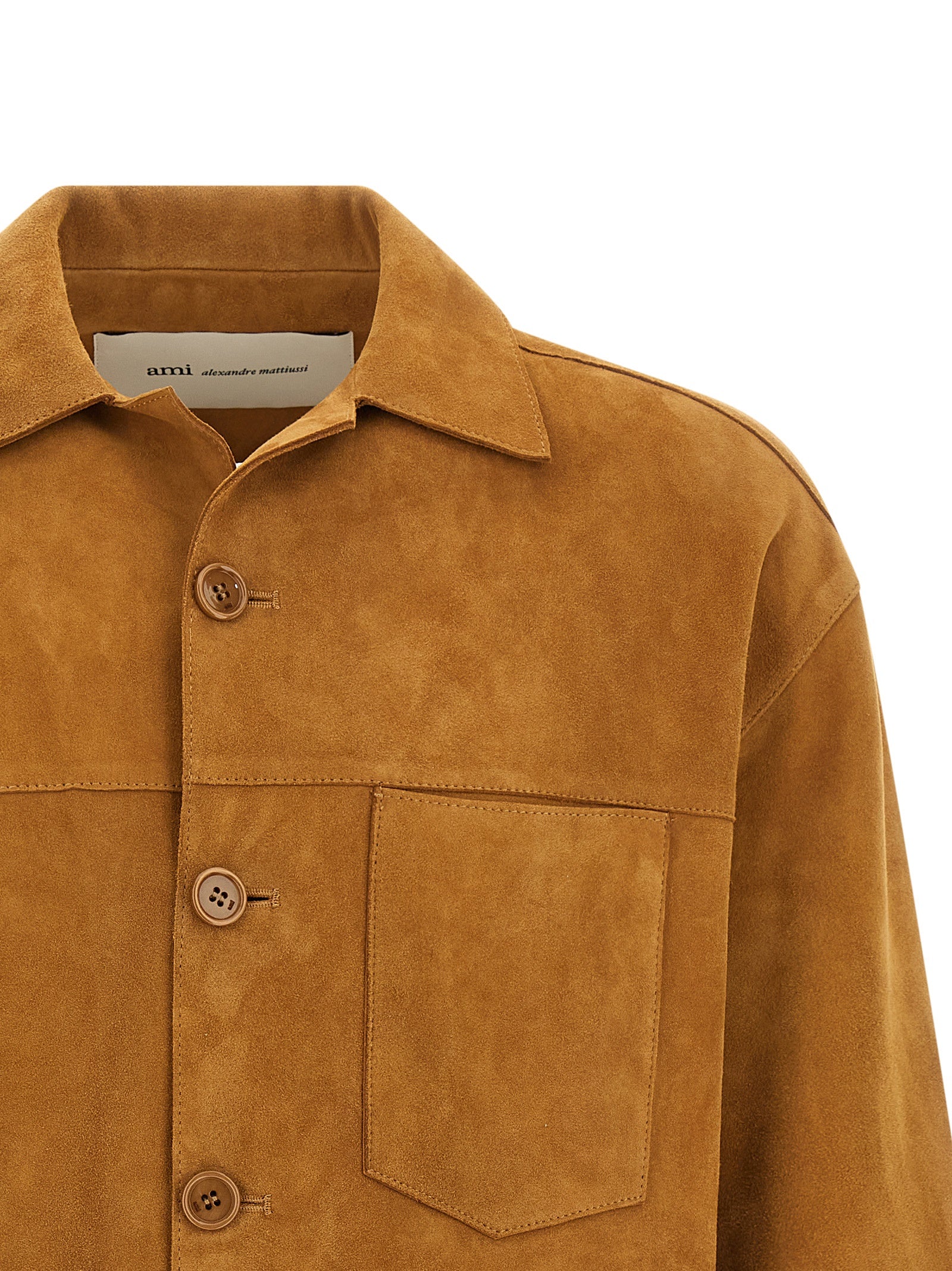 Ami Paris Brown Lamb Leather Leather Jacket Ami Paris