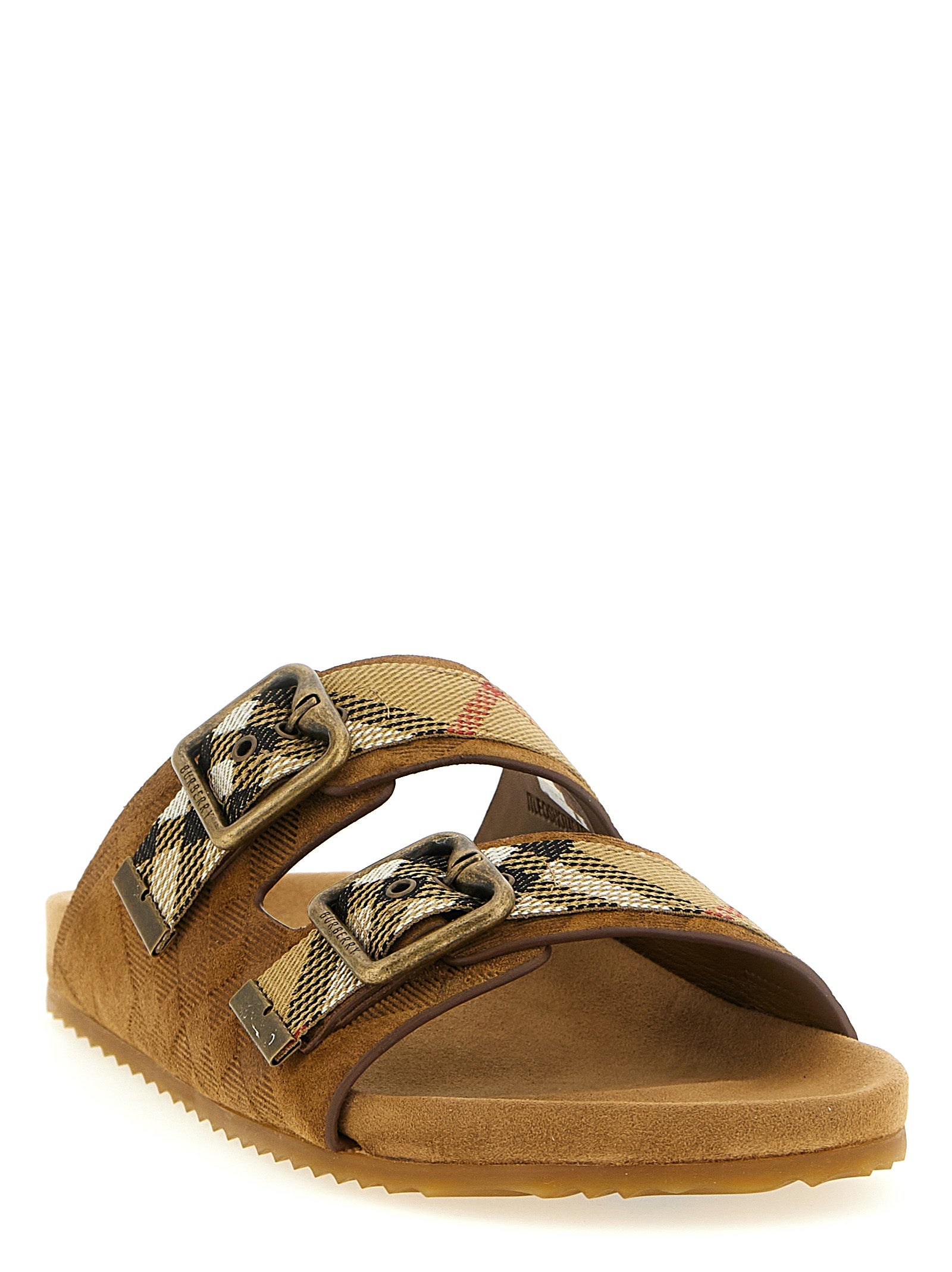 Burberry Brown Leather Slides Burberry