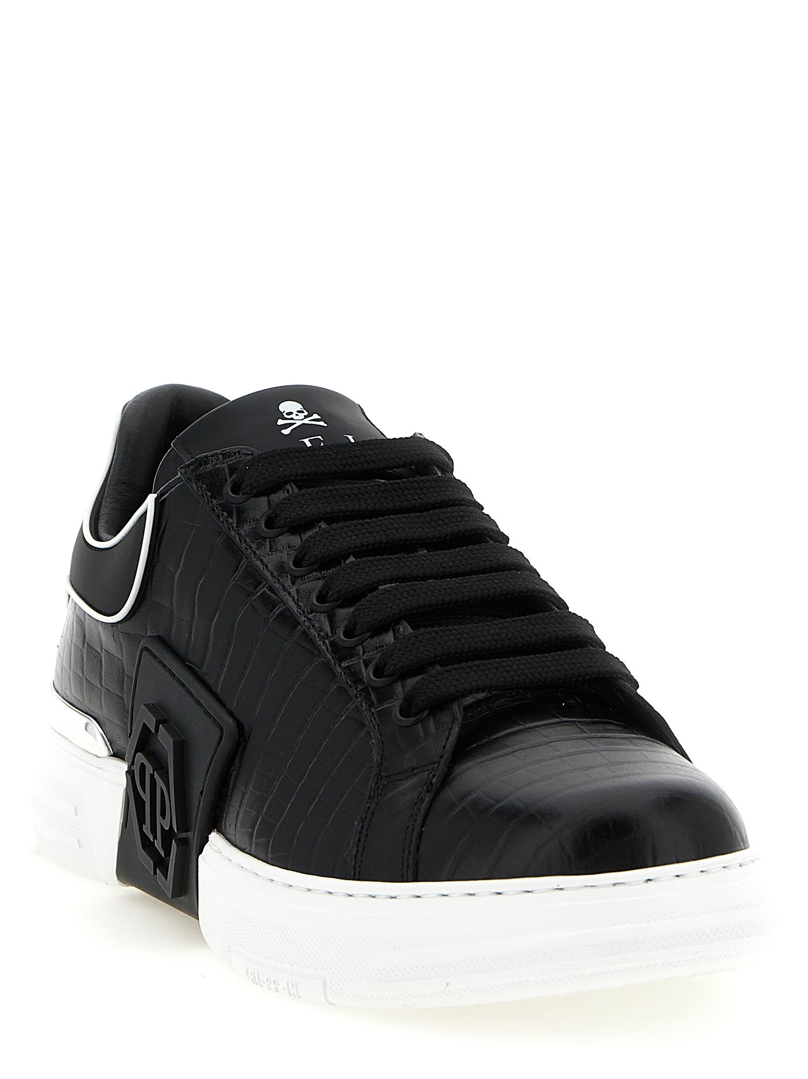 Philipp Plein Black Cowhide Low Top Sneakers Philipp Plein