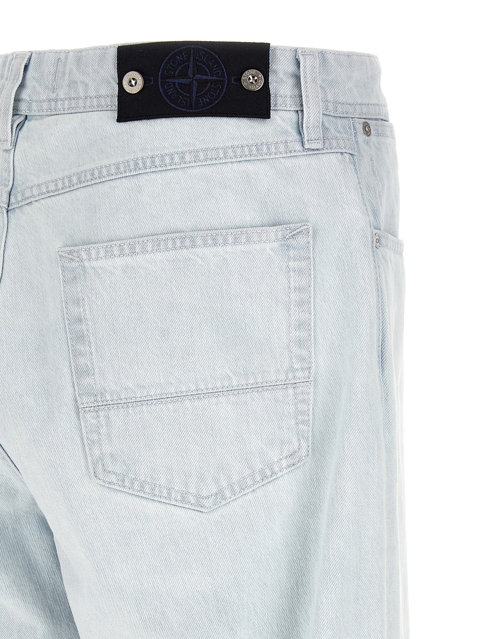 Stone Island Blue Cotton Straight-Leg Jeans Stone Island