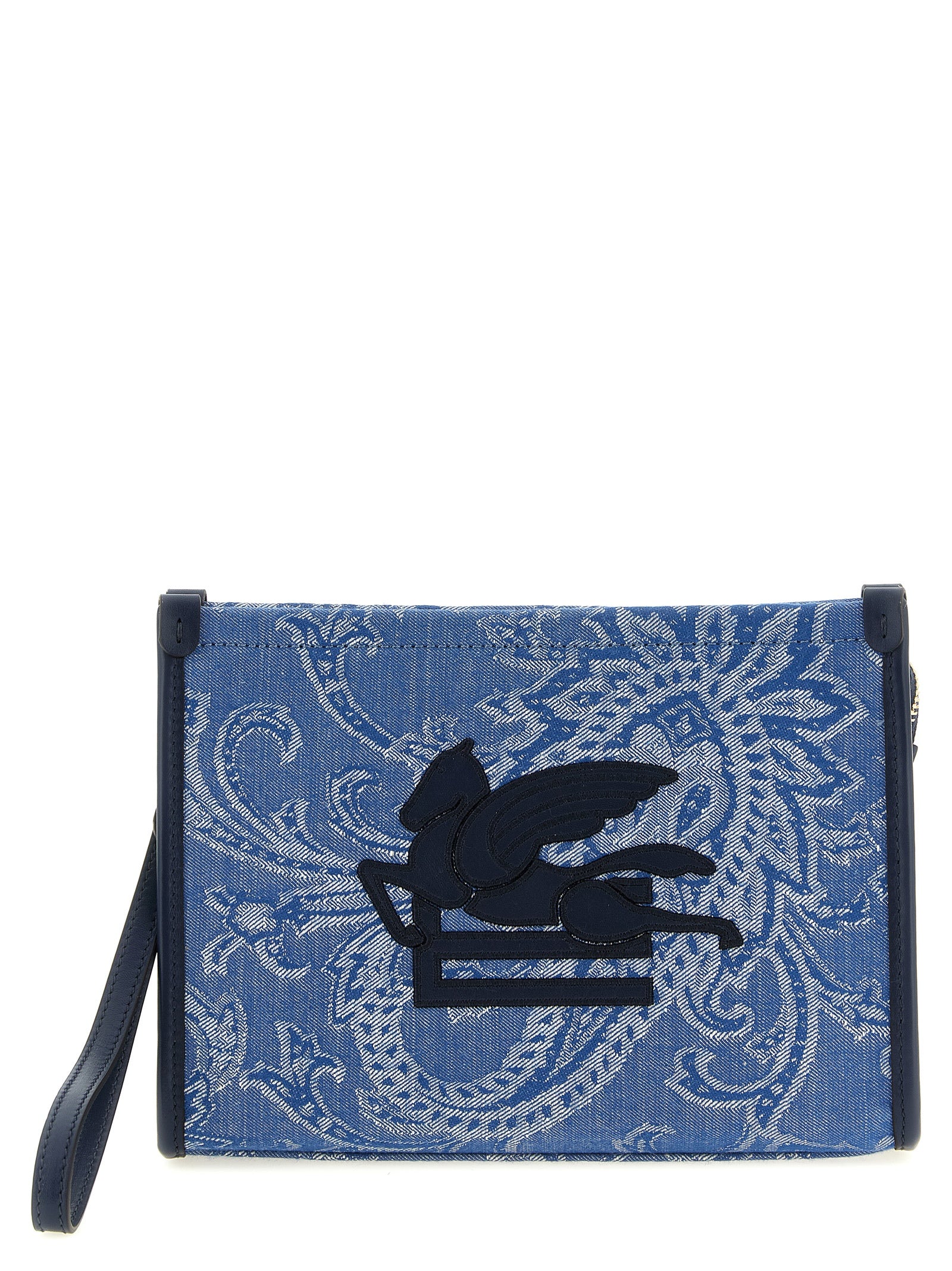 Etro Blue Cotton Clutch Bag Etro