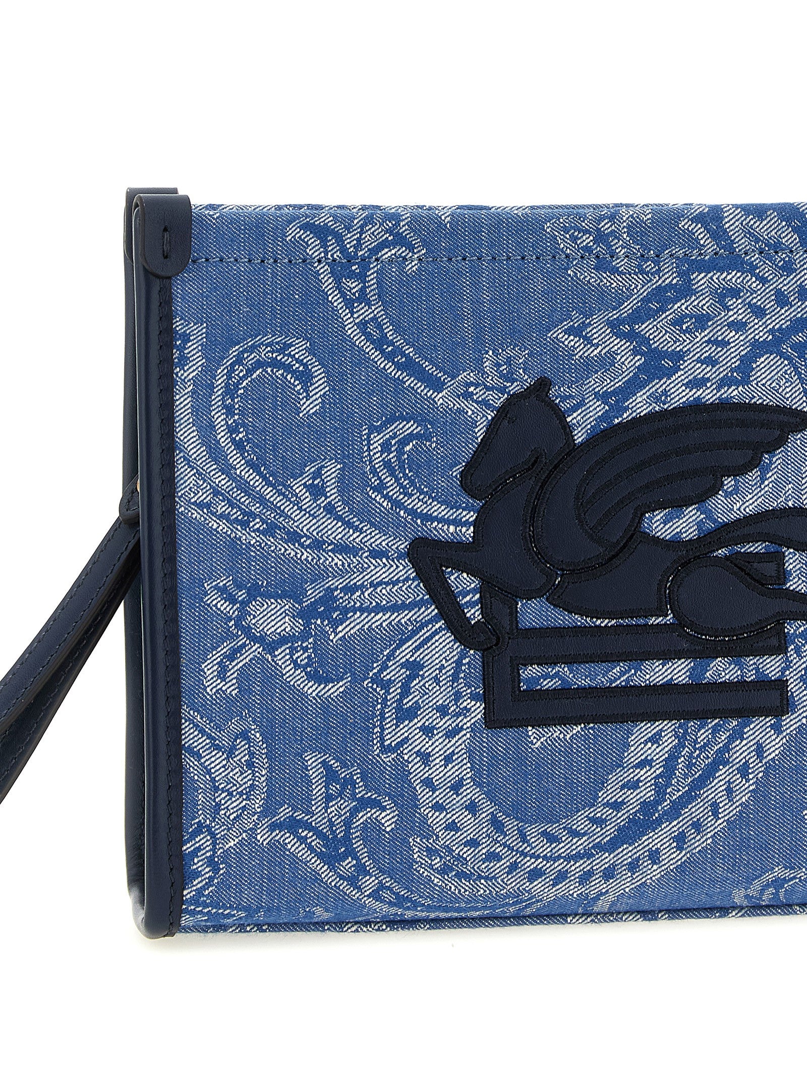 Etro Blue Cotton Clutch Bag Etro
