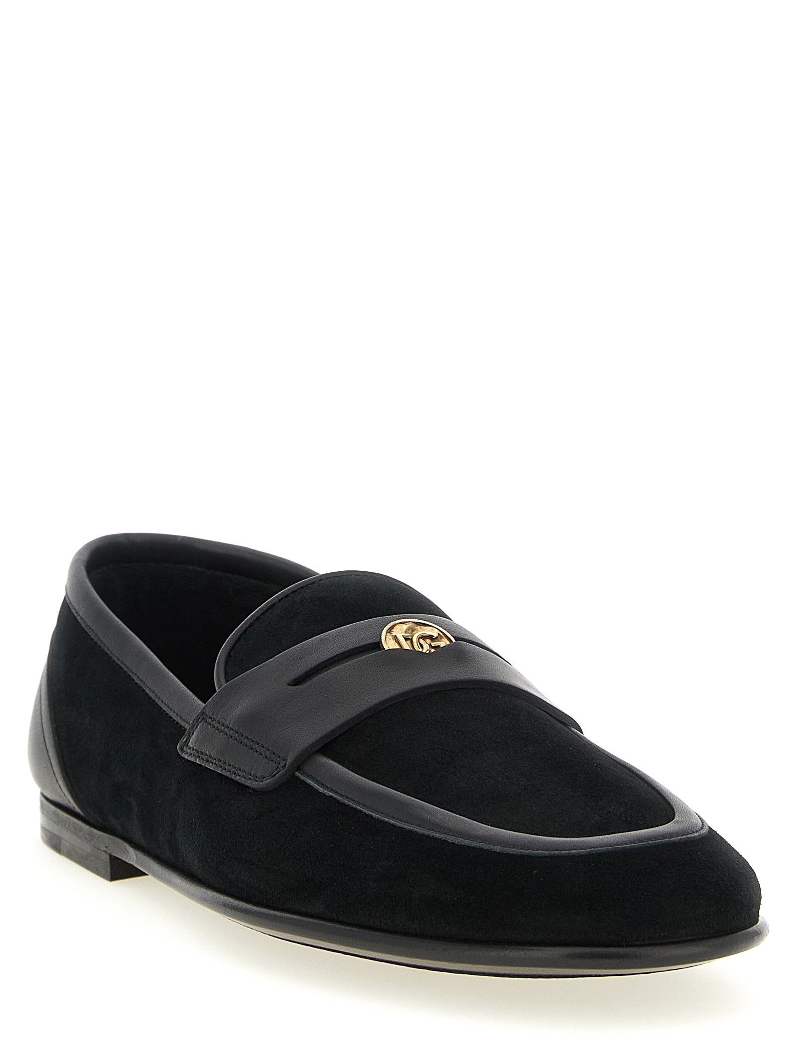 Dolce & Gabbana Black Calfskin Slip-On Loafers Dolce & Gabbana