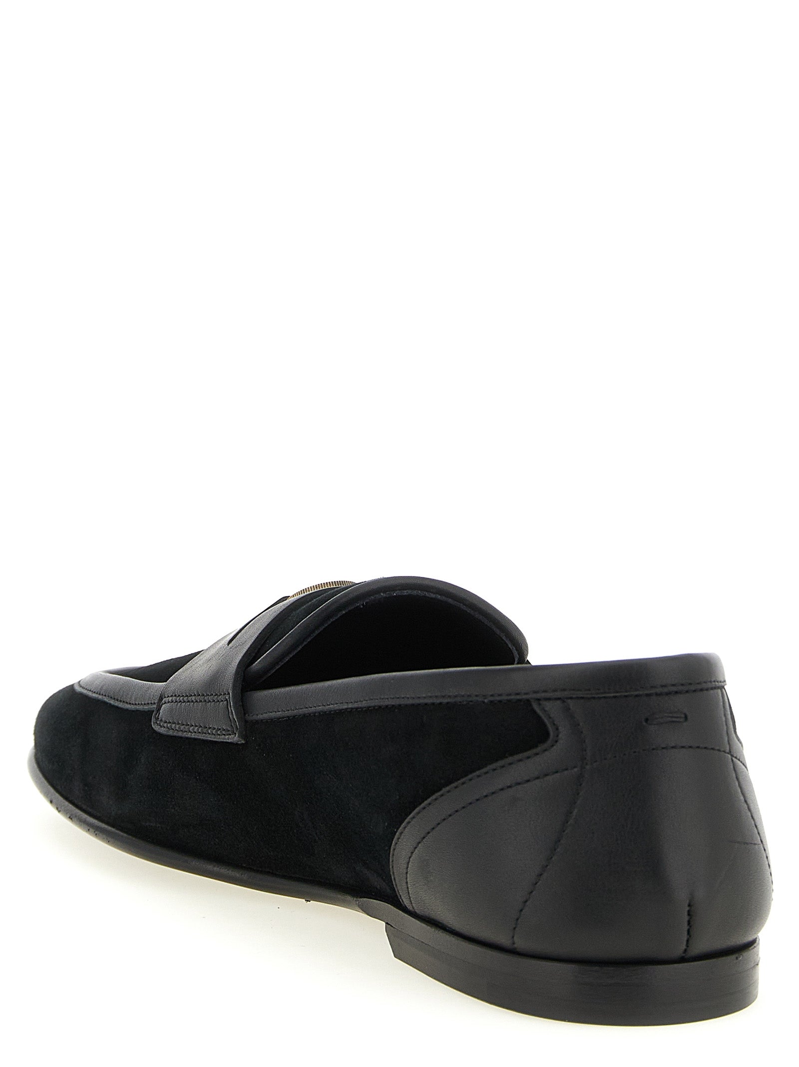 Dolce & Gabbana Black Calfskin Slip-On Loafers Dolce & Gabbana