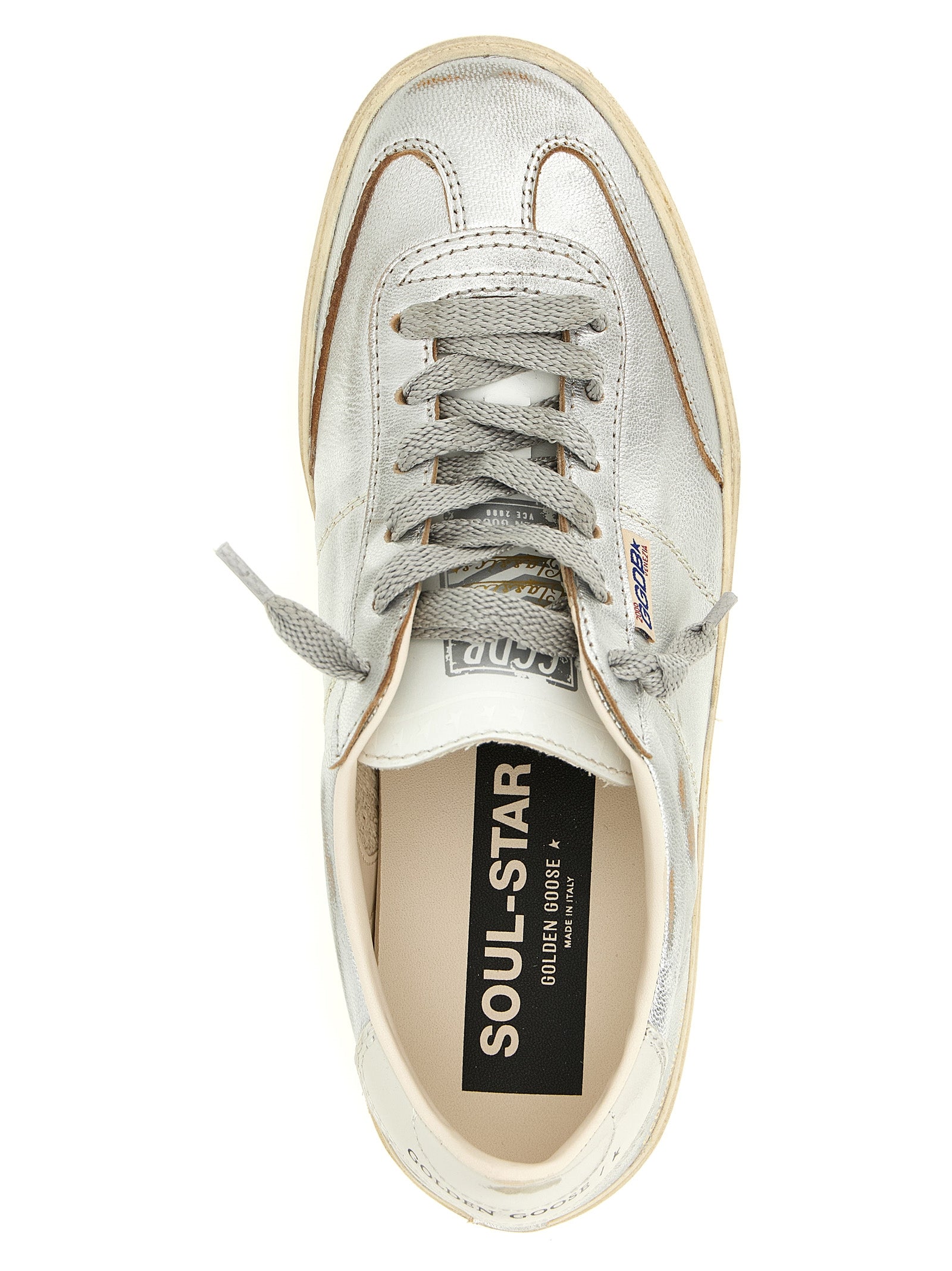 Golden Goose Silver Cowhide Low Top Sneakers Golden Goose