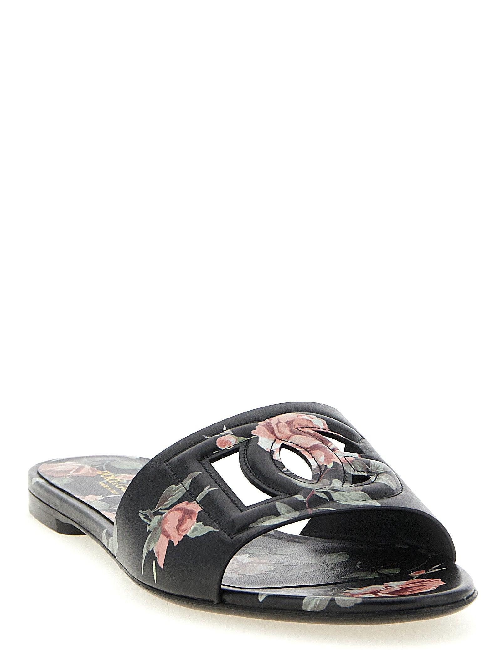 Dolce & Gabbana Black Calfskin Slides Dolce & Gabbana