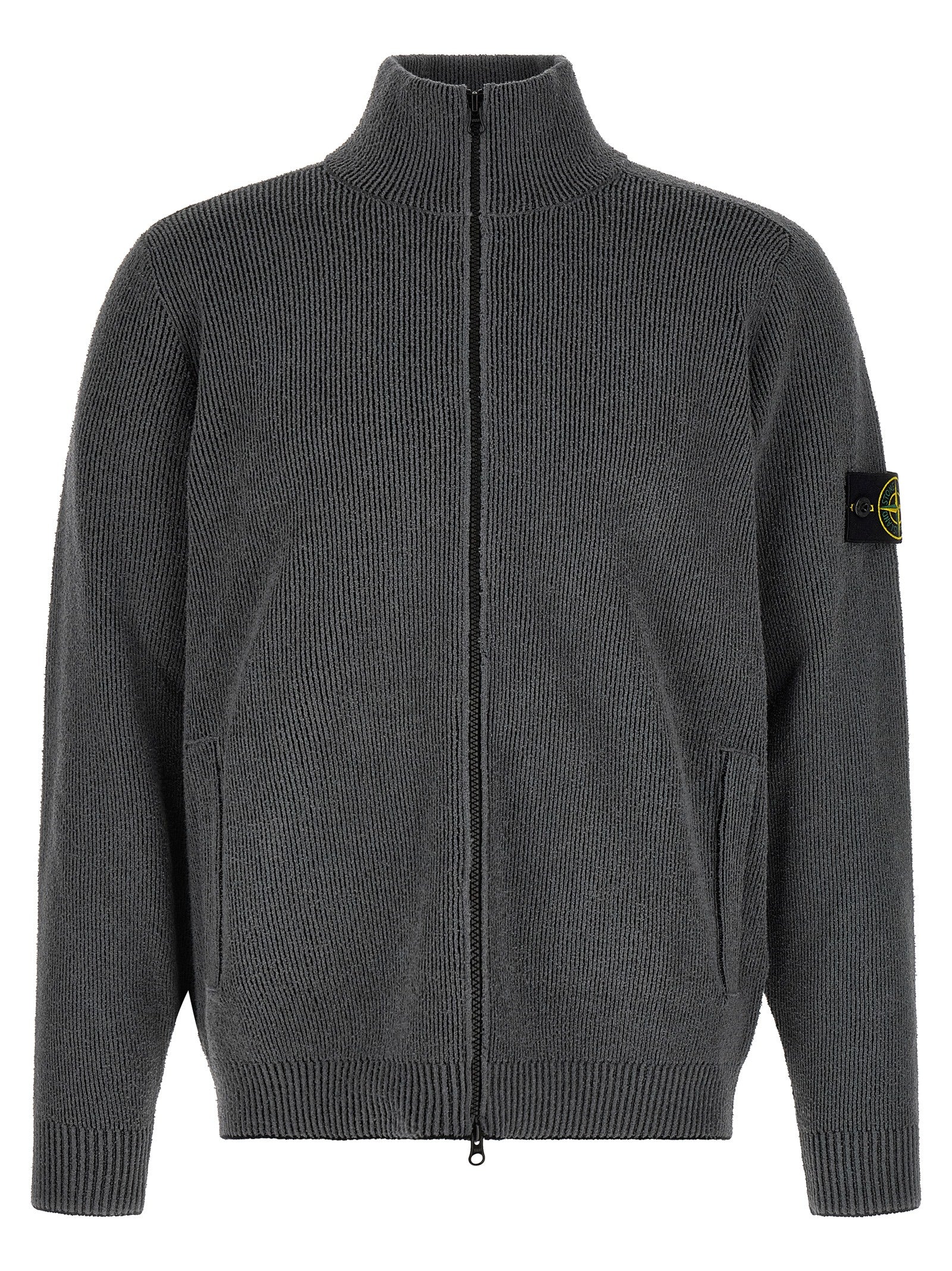 Stone Island Gray Cotton Cardigan Stone Island