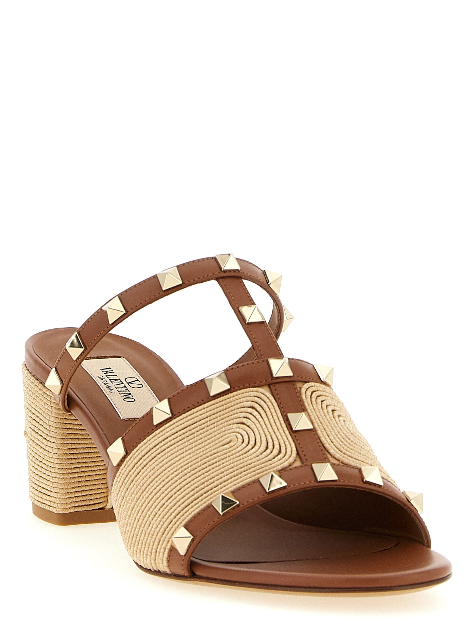 Valentino Garavani Brown Calfskin Flat Sandals Valentino Garavani
