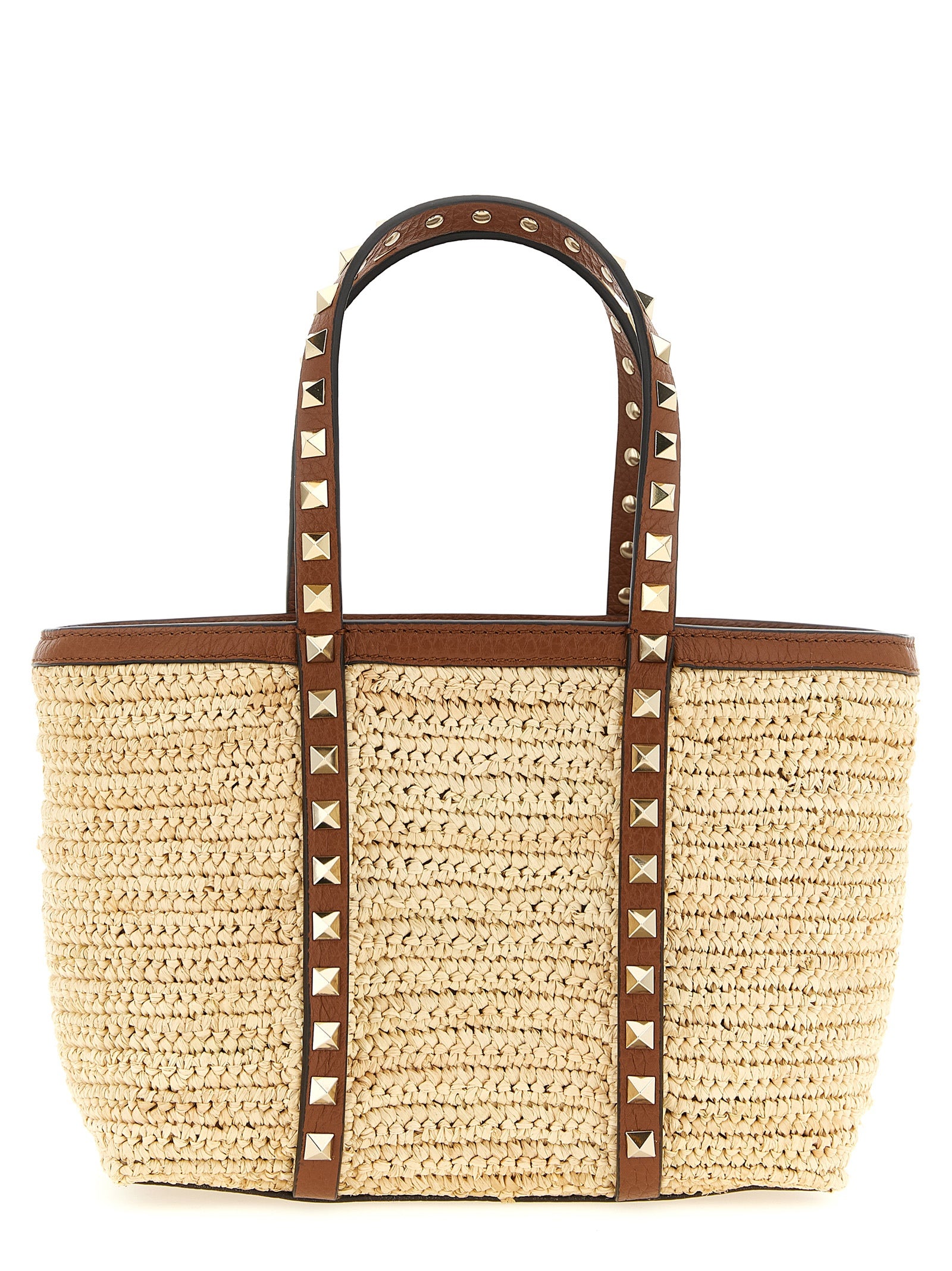 Valentino Garavani Beige Straw Tote Bag Valentino Garavani