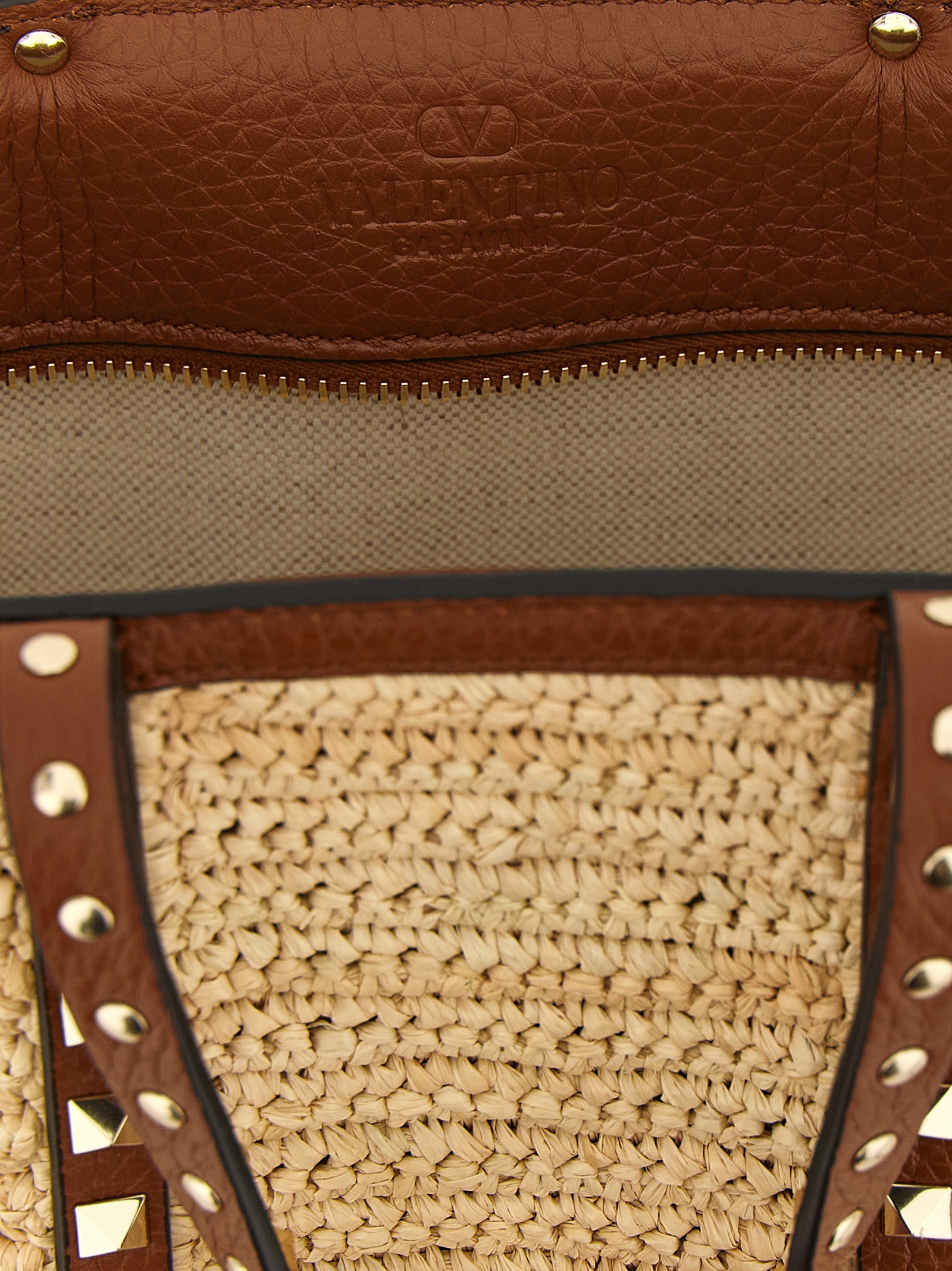 Valentino Garavani Beige Straw Tote Bag Valentino Garavani