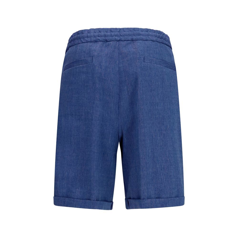 Brunello Cucinelli Blue Linen Bermuda Shorts Brunello Cucinelli