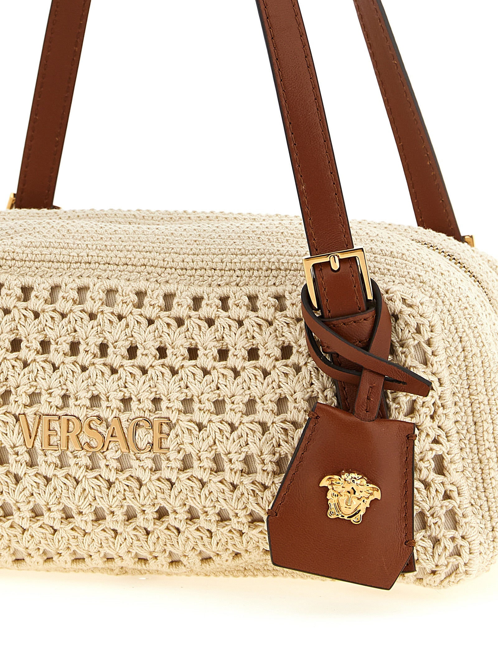 Versace Beige Cotton Shoulder Bag Versace