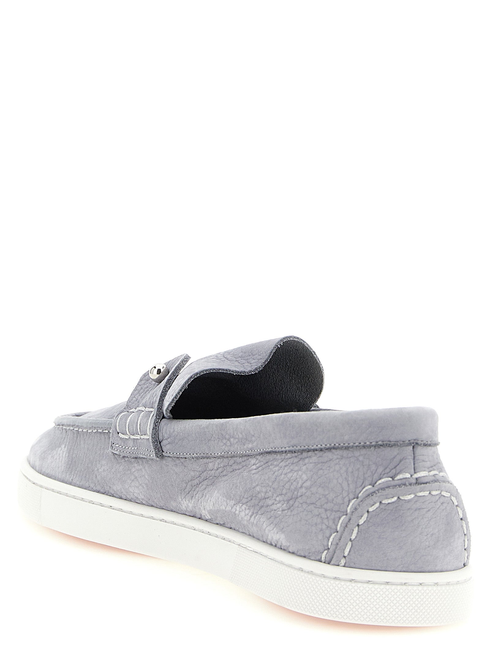 Christian Louboutin Gray Calfskin Slip-On Loafers Christian Louboutin