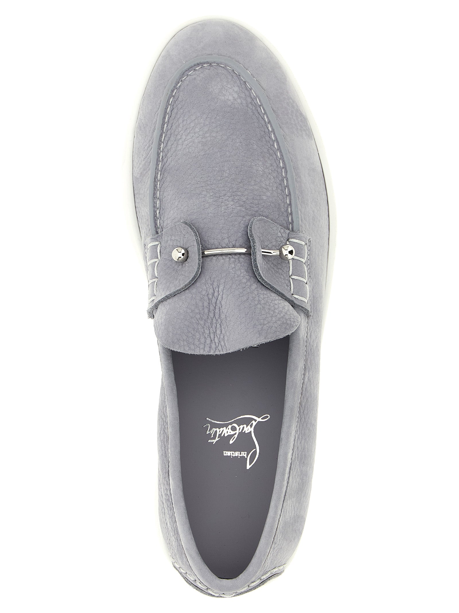 Christian Louboutin Gray Calfskin Slip-On Loafers Christian Louboutin
