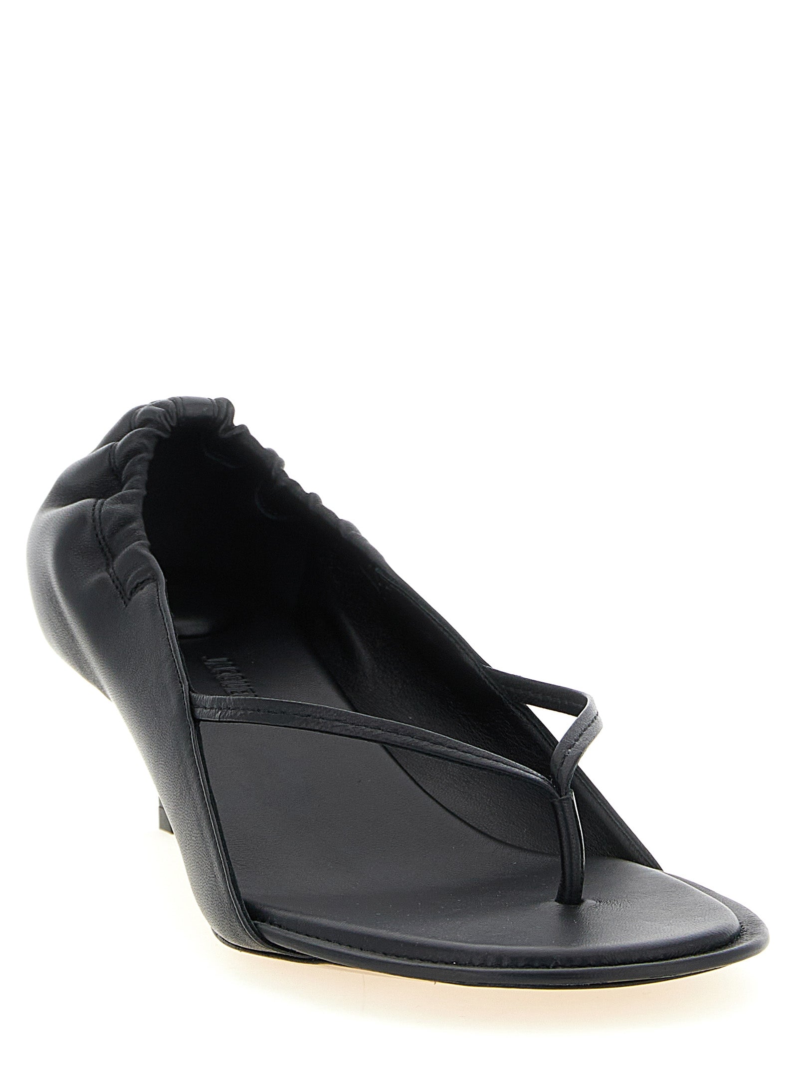 Jacquemus Black Lamb Leather Flat Sandals Jacquemus