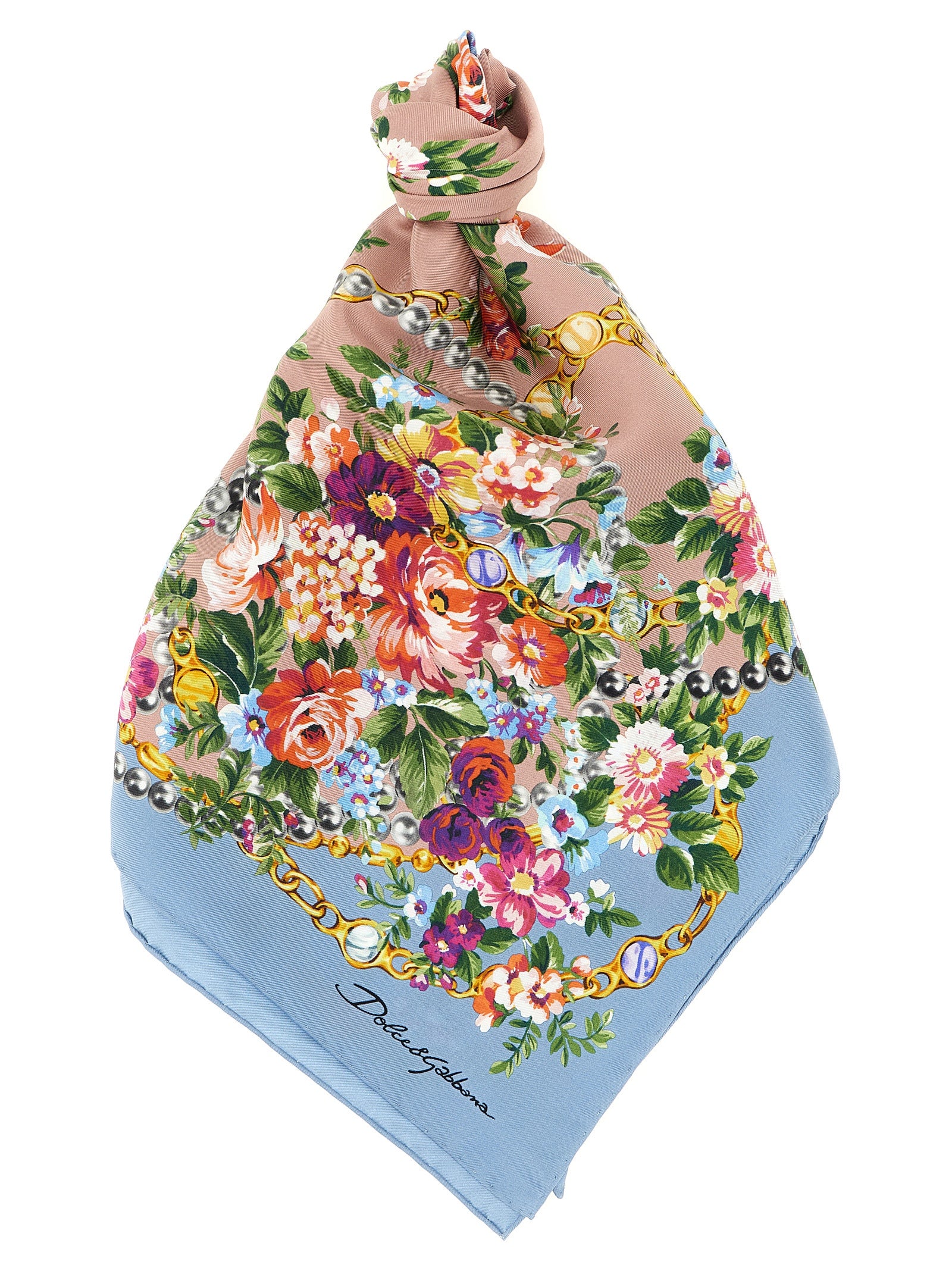 Dolce & Gabbana Blue Silk Scarf Dolce & Gabbana