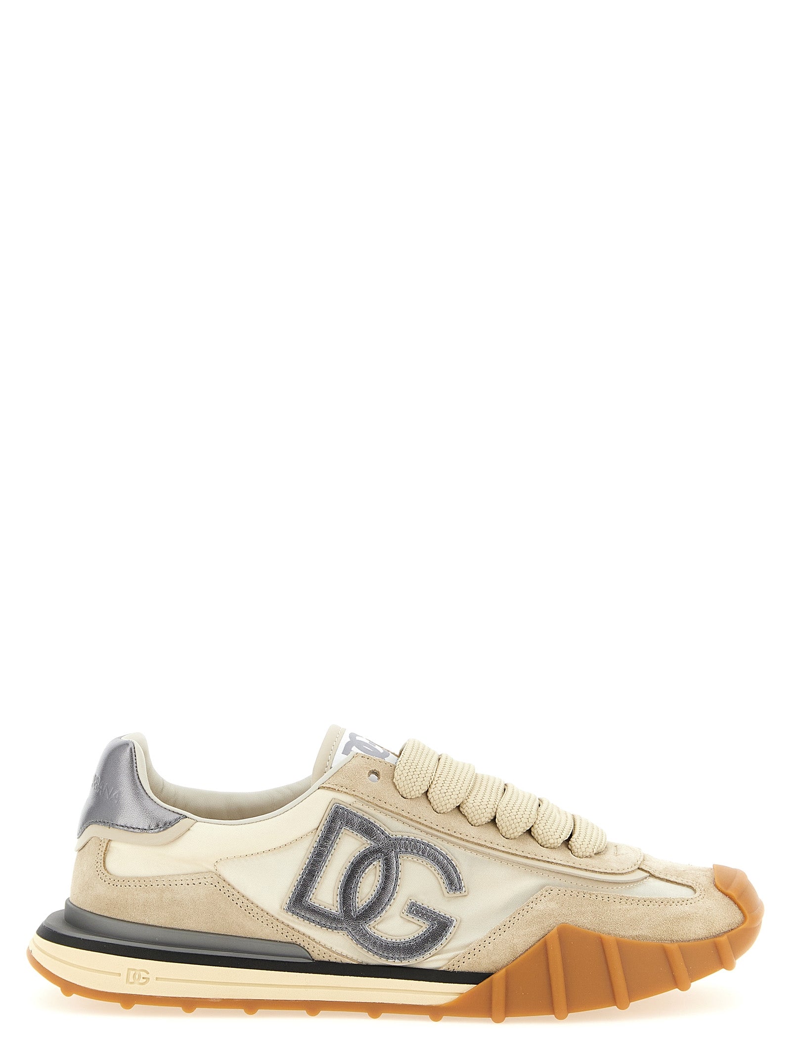 Dolce & Gabbana Silver Calfskin Athletic Sneakers Dolce & Gabbana