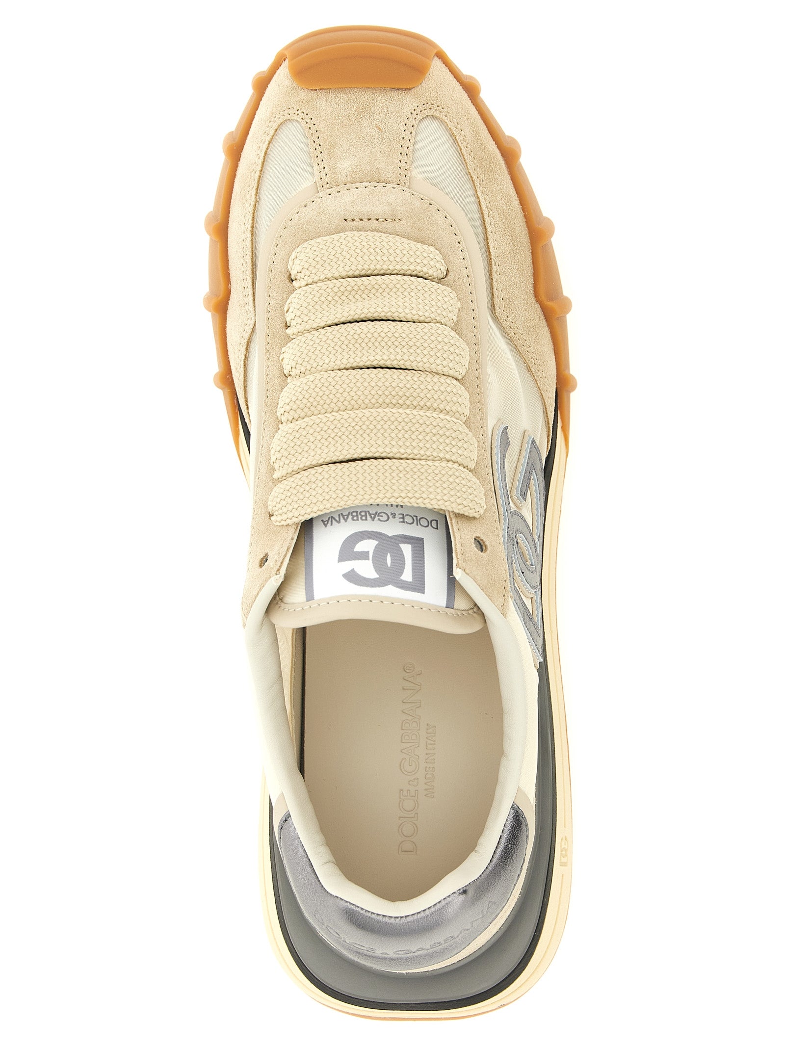 Dolce & Gabbana Silver Calfskin Athletic Sneakers Dolce & Gabbana