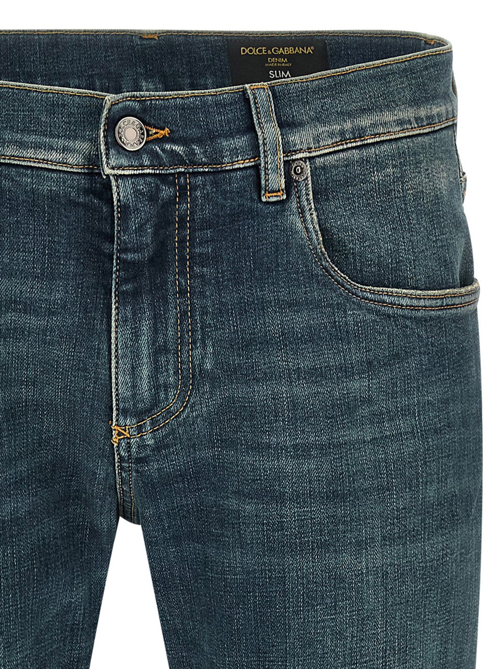 Dolce & Gabbana Blue Cotton Slim Fit Jeans Dolce & Gabbana