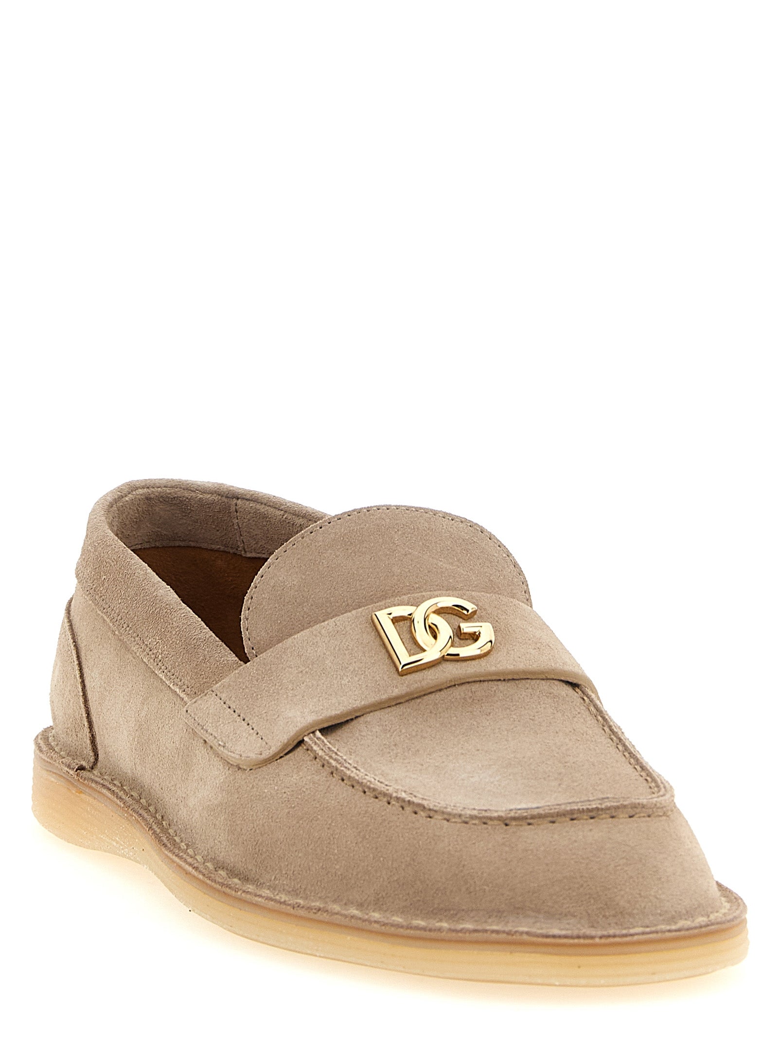 Dolce & Gabbana Beige Calfskin Slip-On Loafers Dolce & Gabbana