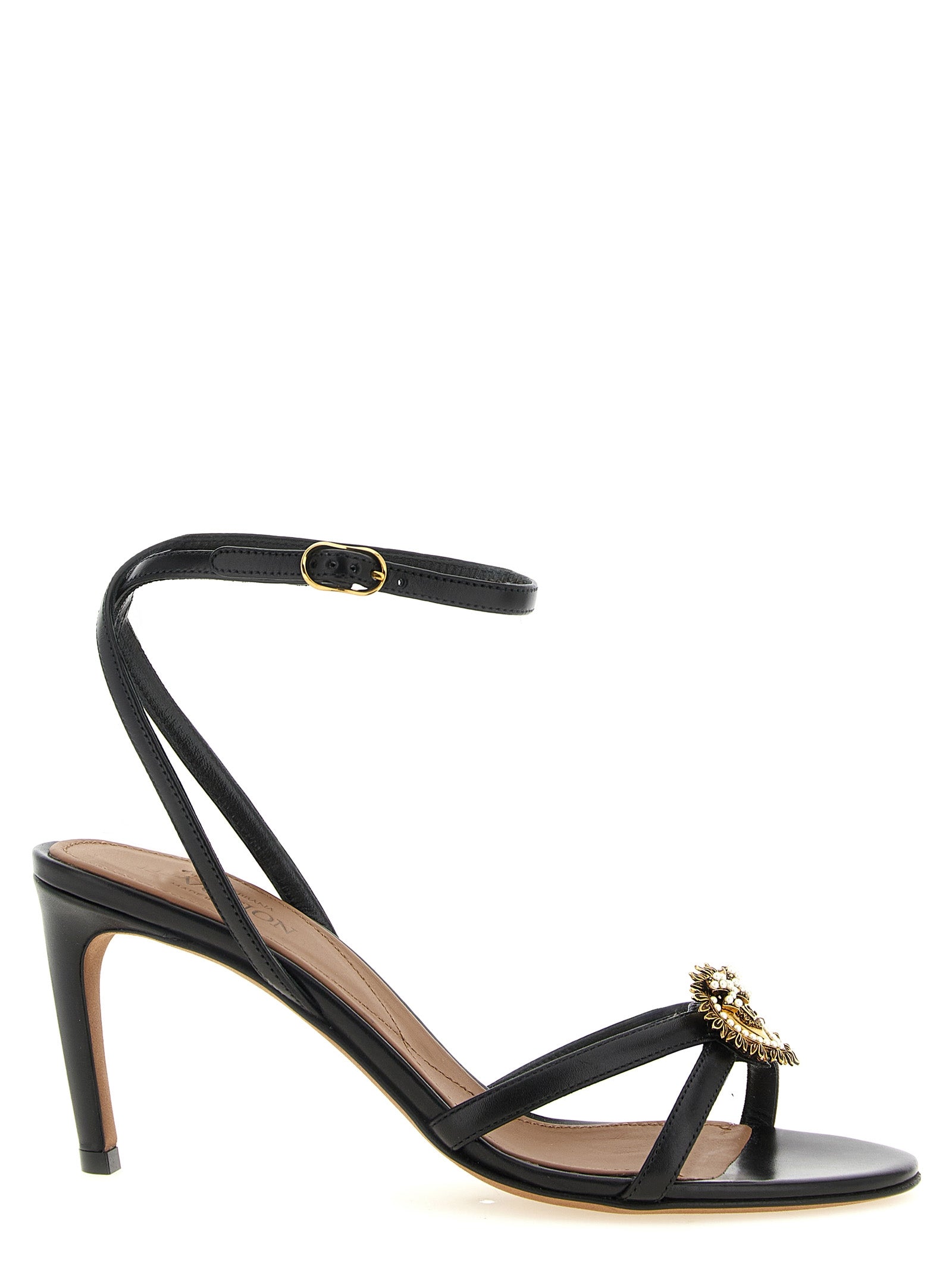 Dolce & Gabbana Black Calfskin Stiletto Heel Sandals Dolce & Gabbana