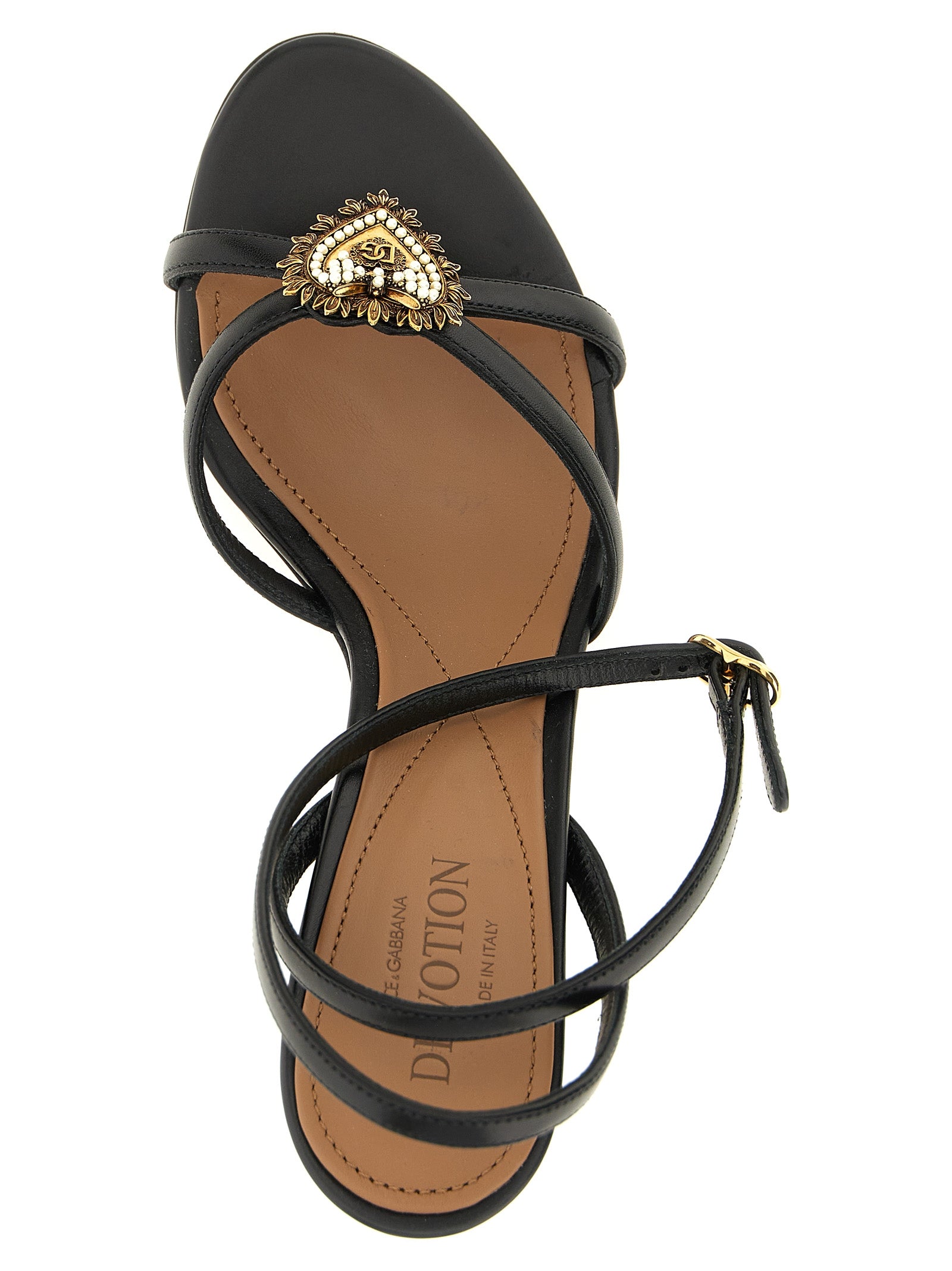 Dolce & Gabbana Black Calfskin Stiletto Heel Sandals Dolce & Gabbana