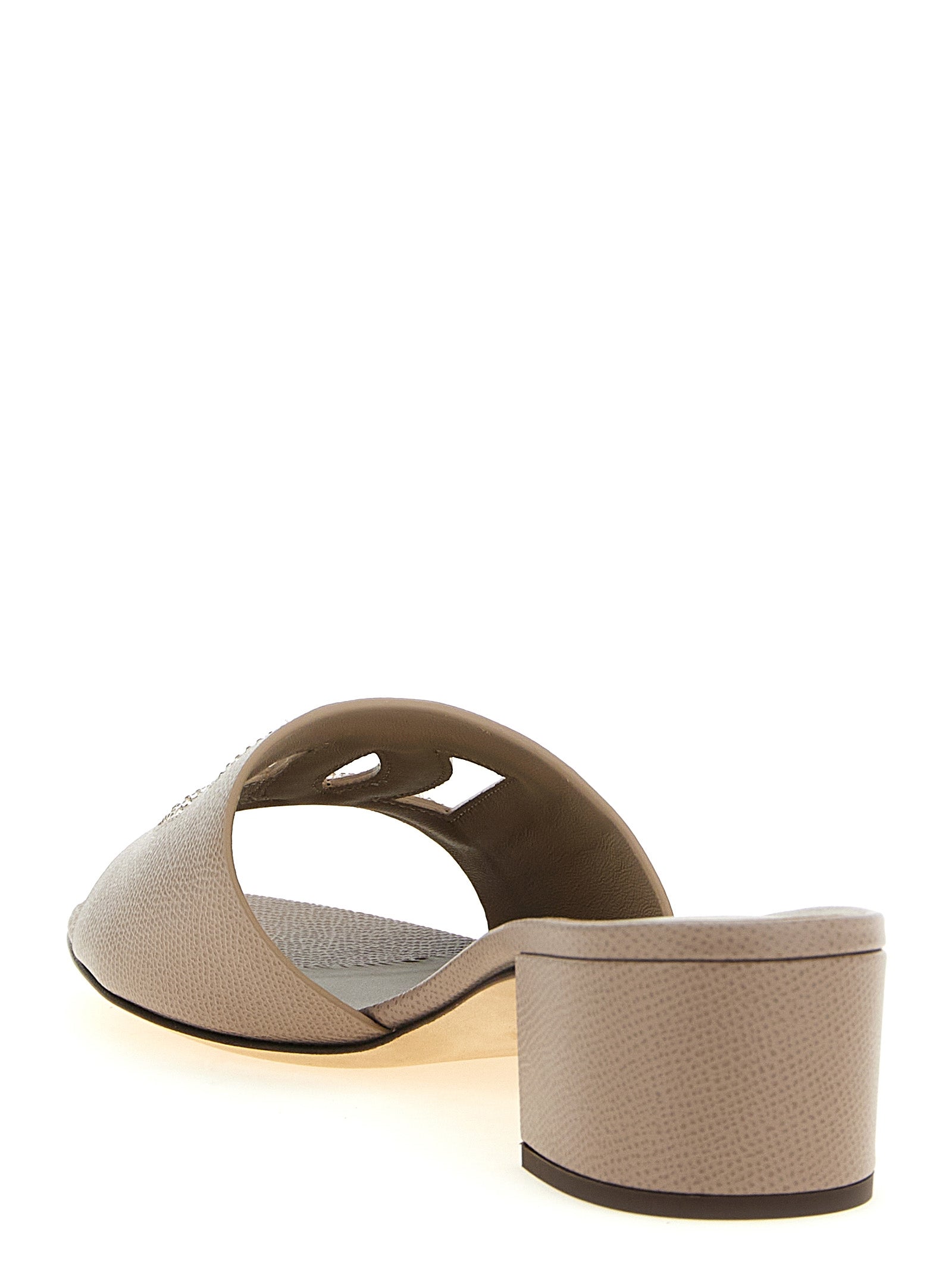 Dolce & Gabbana Gray Calfskin Mules Dolce & Gabbana