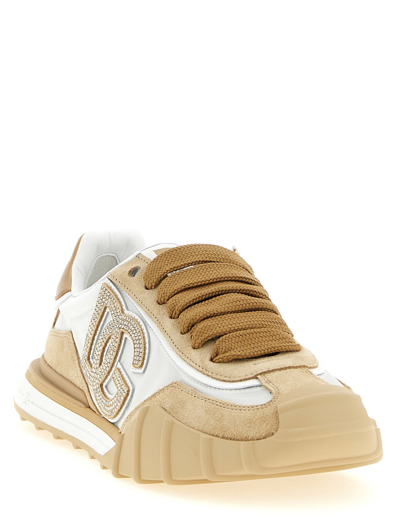 Dolce & Gabbana Beige Calfskin Athletic Sneakers Dolce & Gabbana