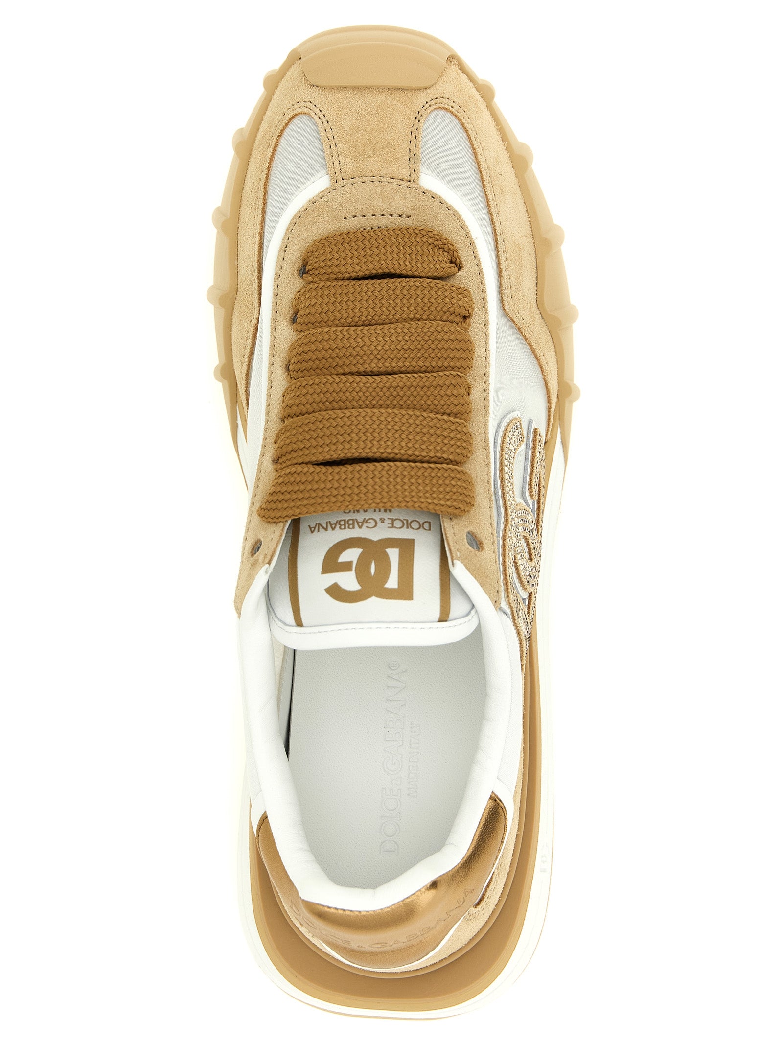 Dolce & Gabbana Beige Calfskin Athletic Sneakers Dolce & Gabbana