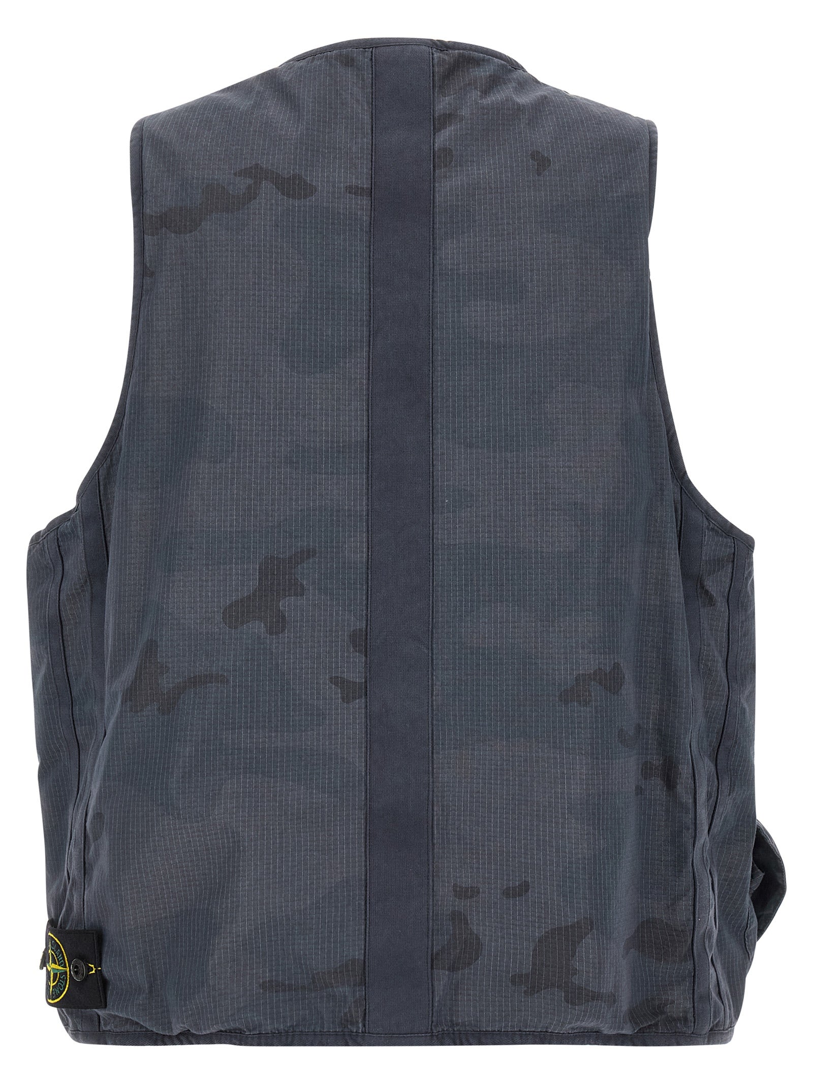 Stone Island Blue Cotton Sleeveless Jacket Stone Island