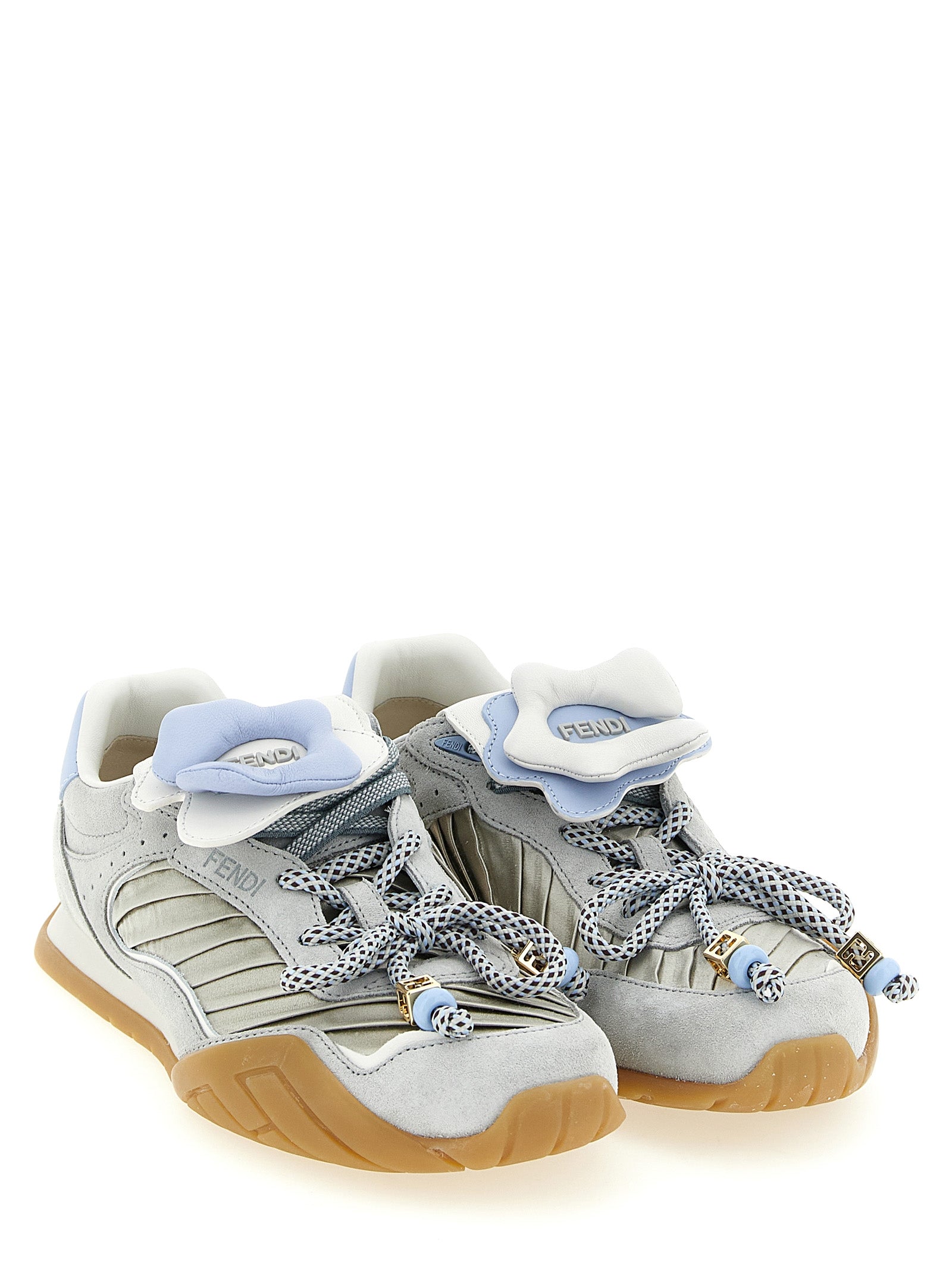Fendi Gray Calfskin Athletic Sneakers Fendi