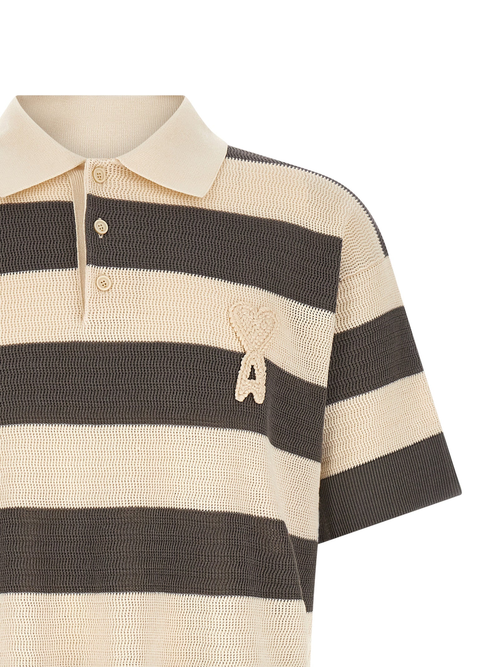 Ami Paris Gray Cotton Polo Shirt Ami Paris