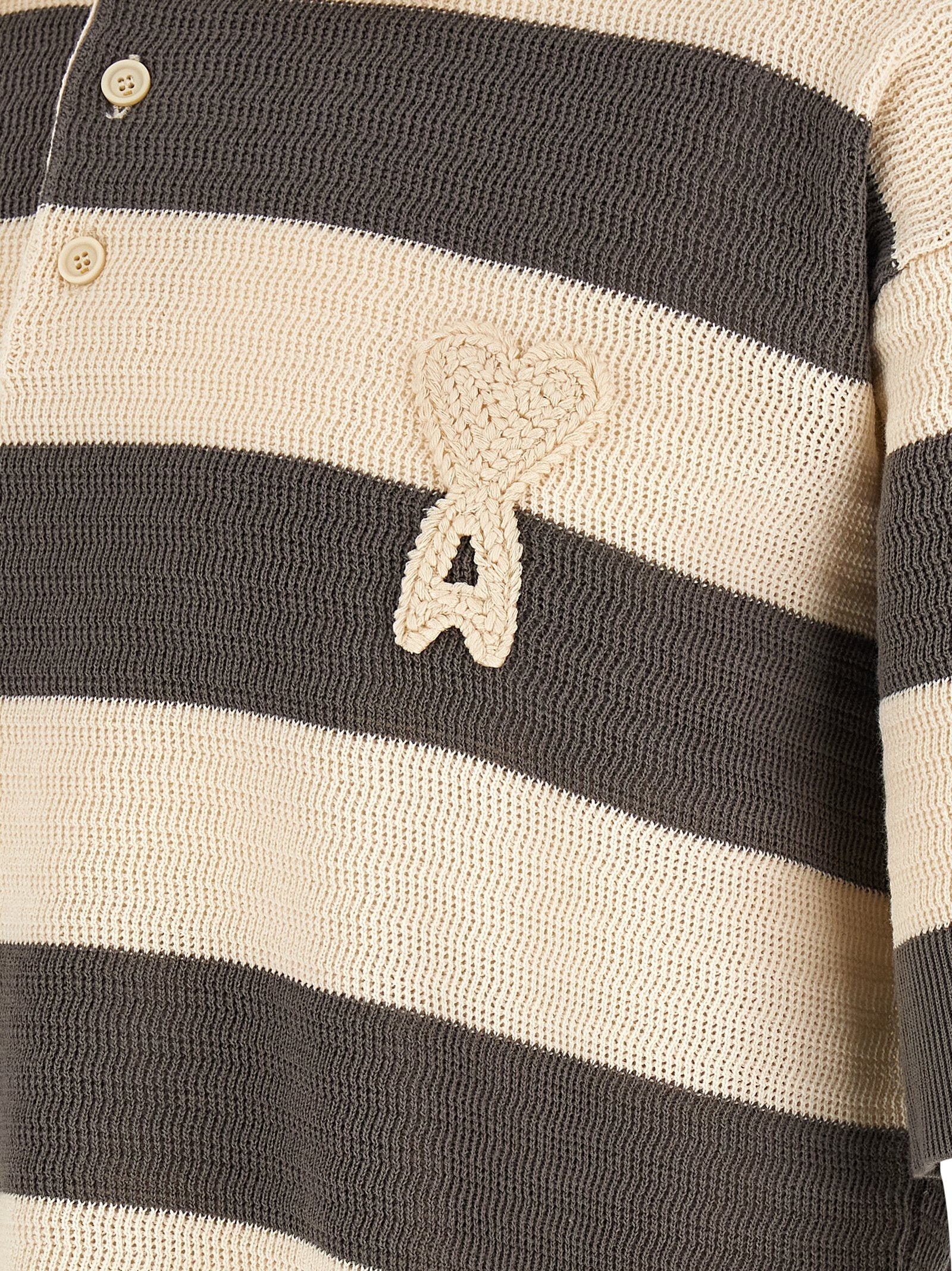 Ami Paris Gray Cotton Polo Shirt Ami Paris