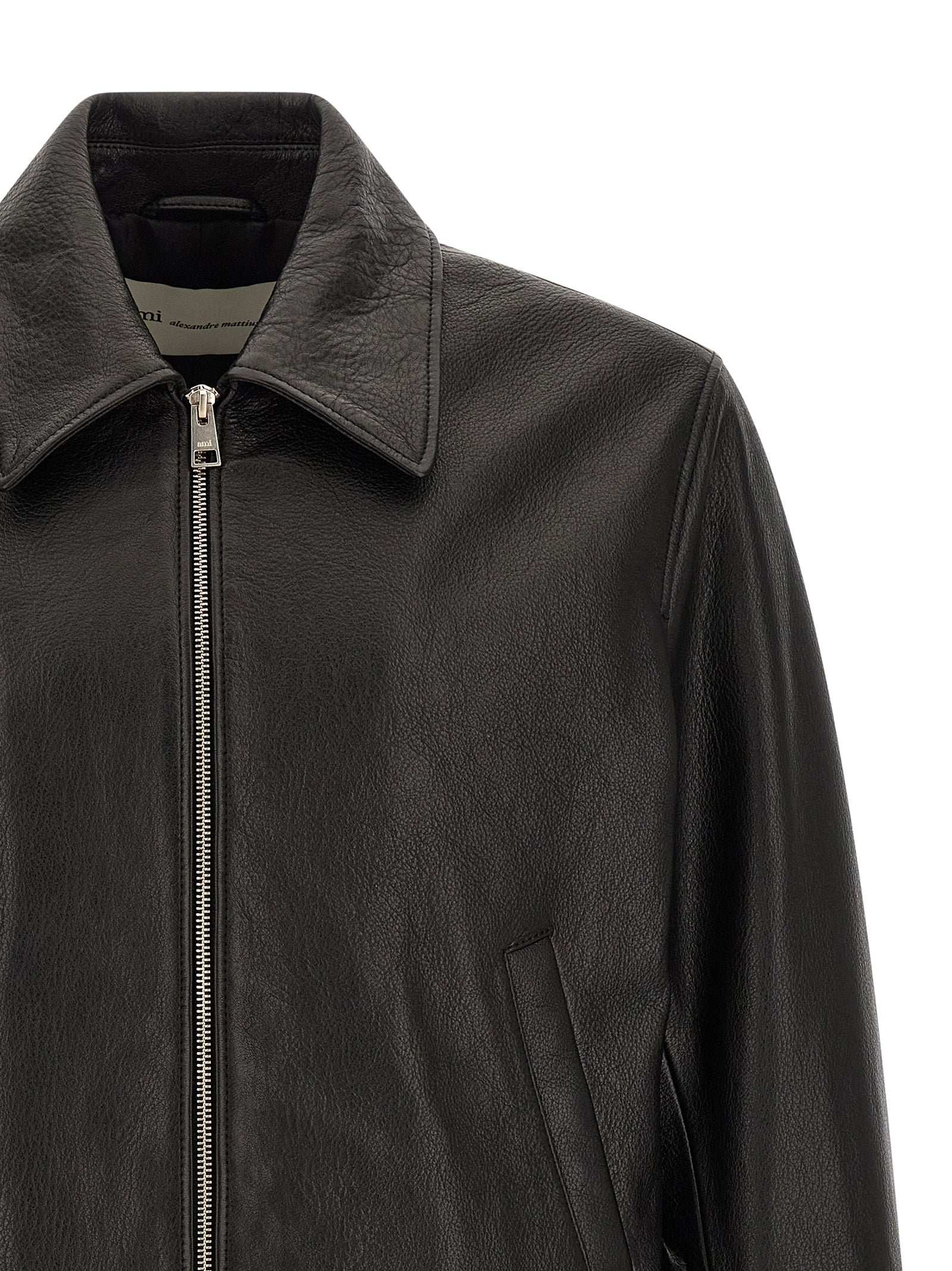 Ami Paris Black Lamb Leather Leather Jacket Ami Paris