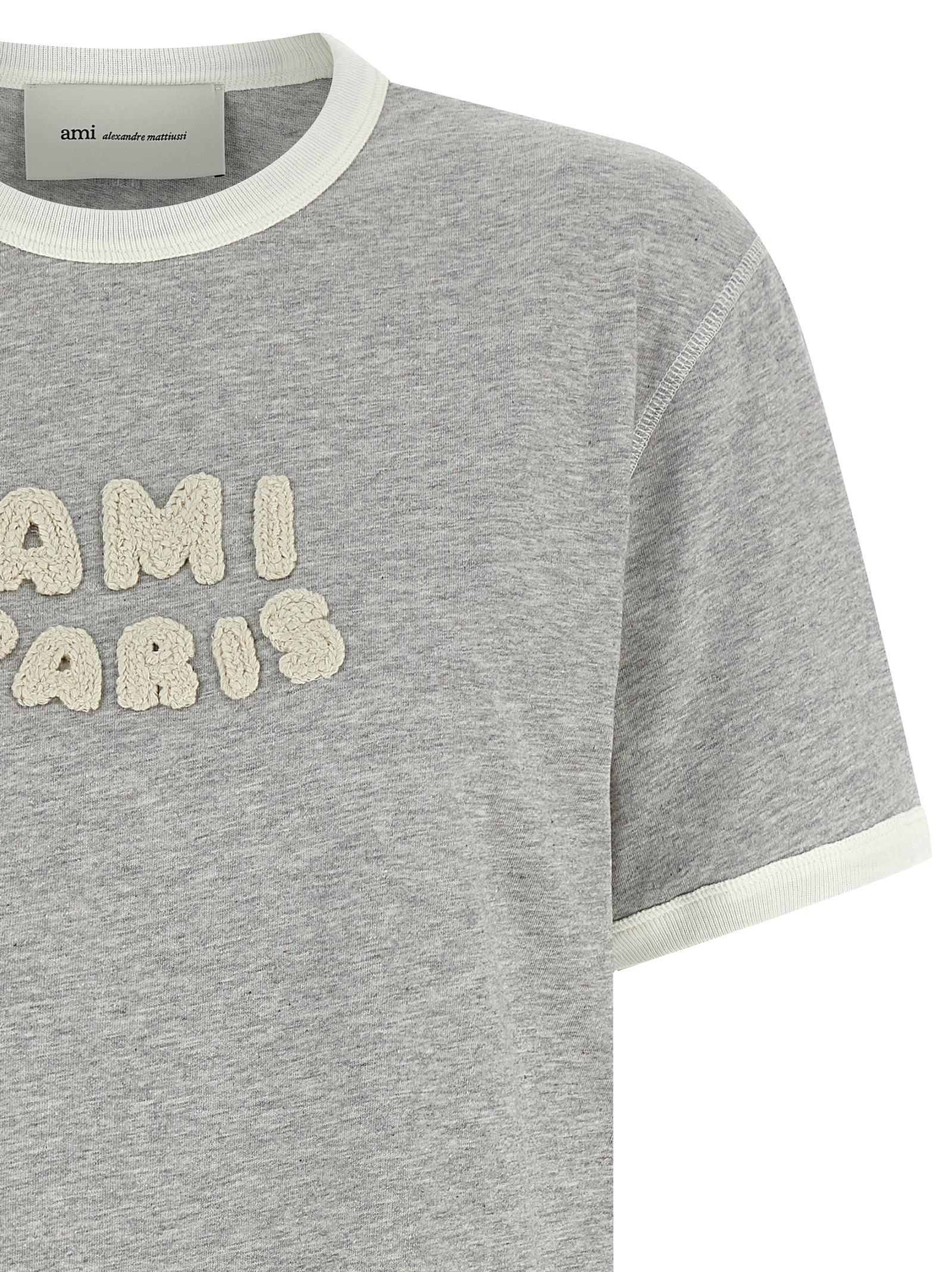 Ami Paris Gray Cotton T-Shirt