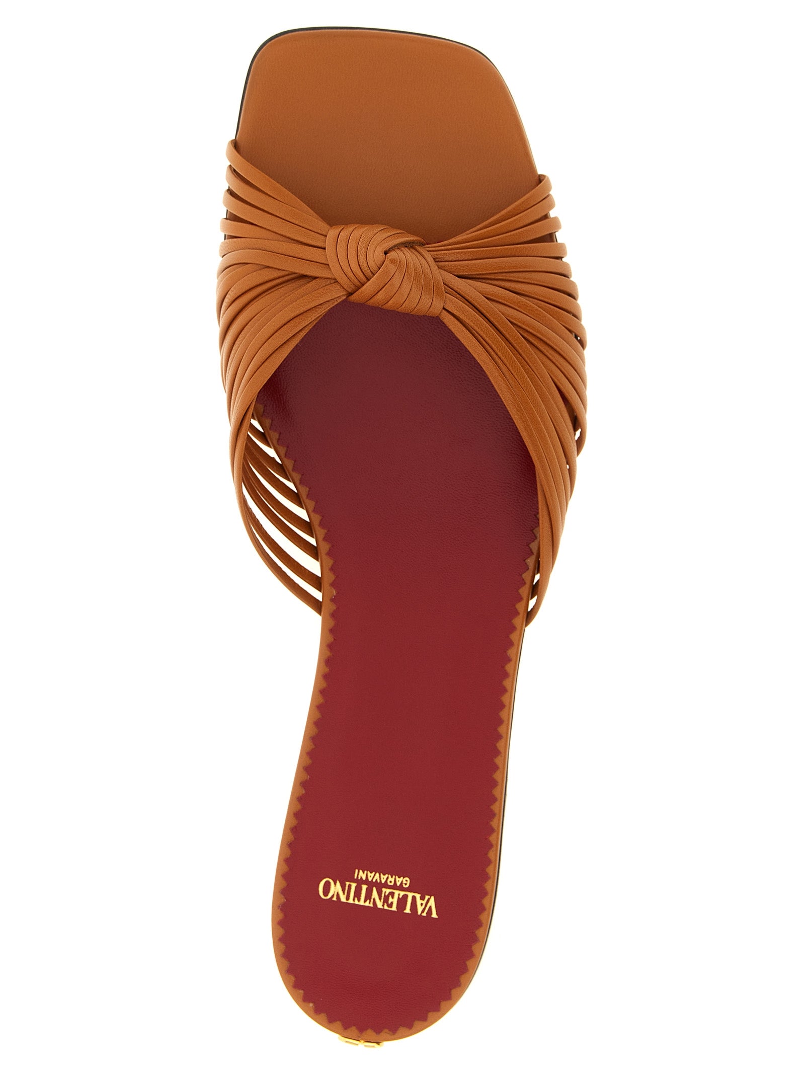 Valentino Garavani Brown Goatskin Slides Valentino Garavani