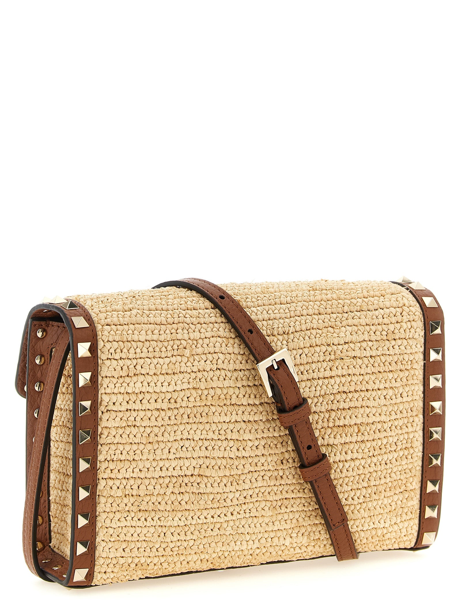 Valentino Garavani Beige Straw Crossbody Bag Valentino Garavani