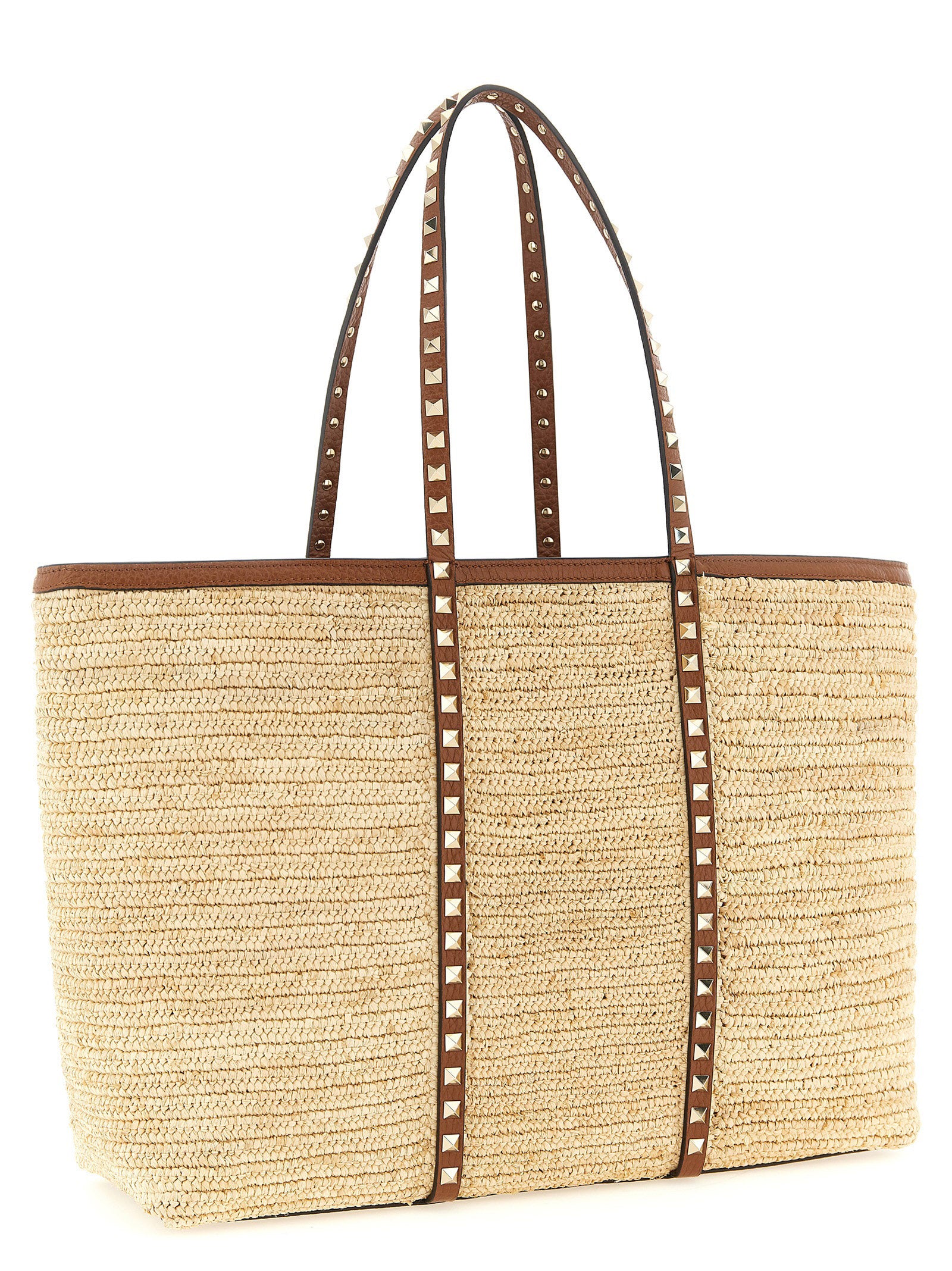 Valentino Garavani Beige Straw Tote Bag Valentino Garavani