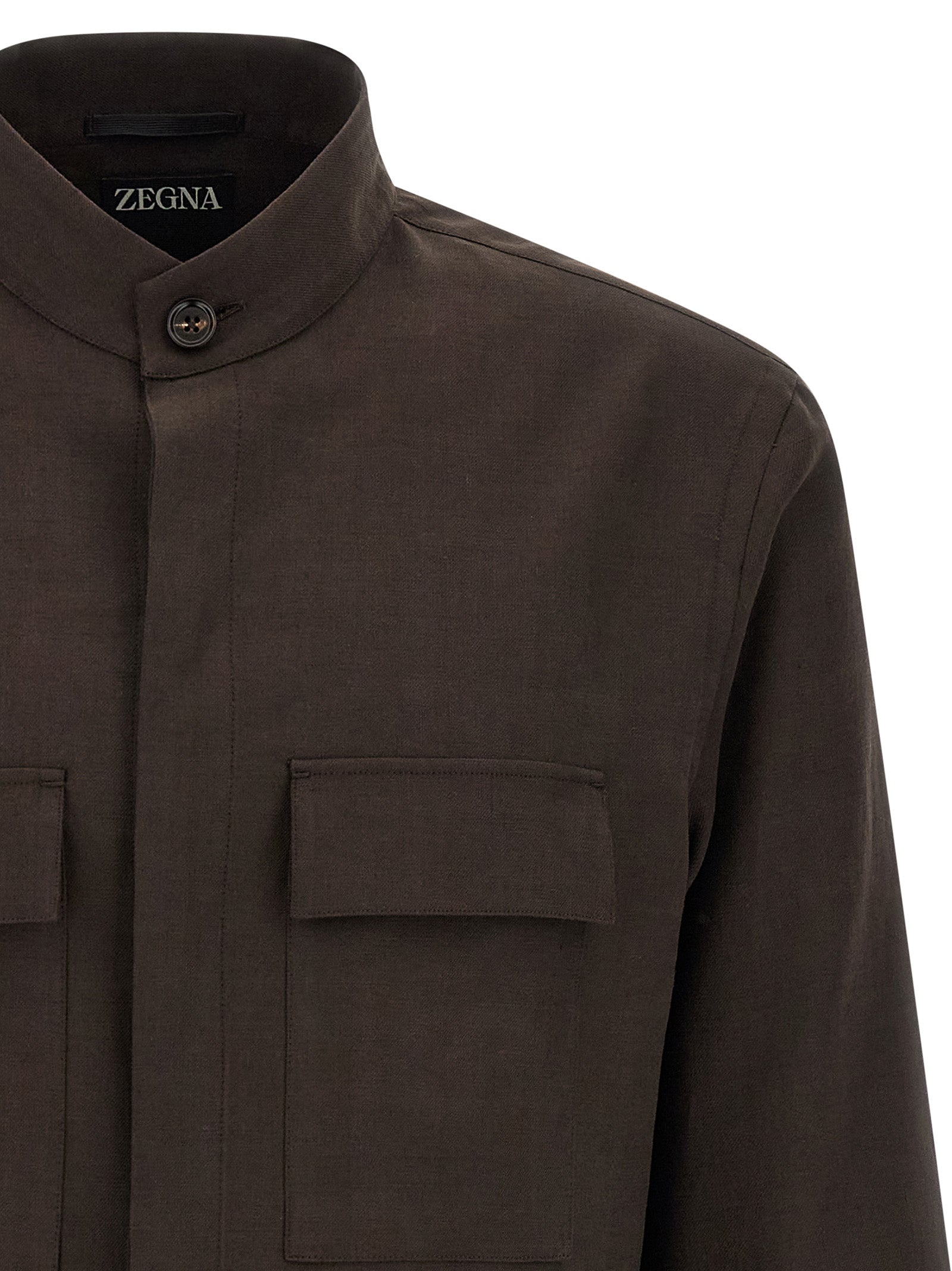 ZEGNA Brown Linen Blouse ZEGNA