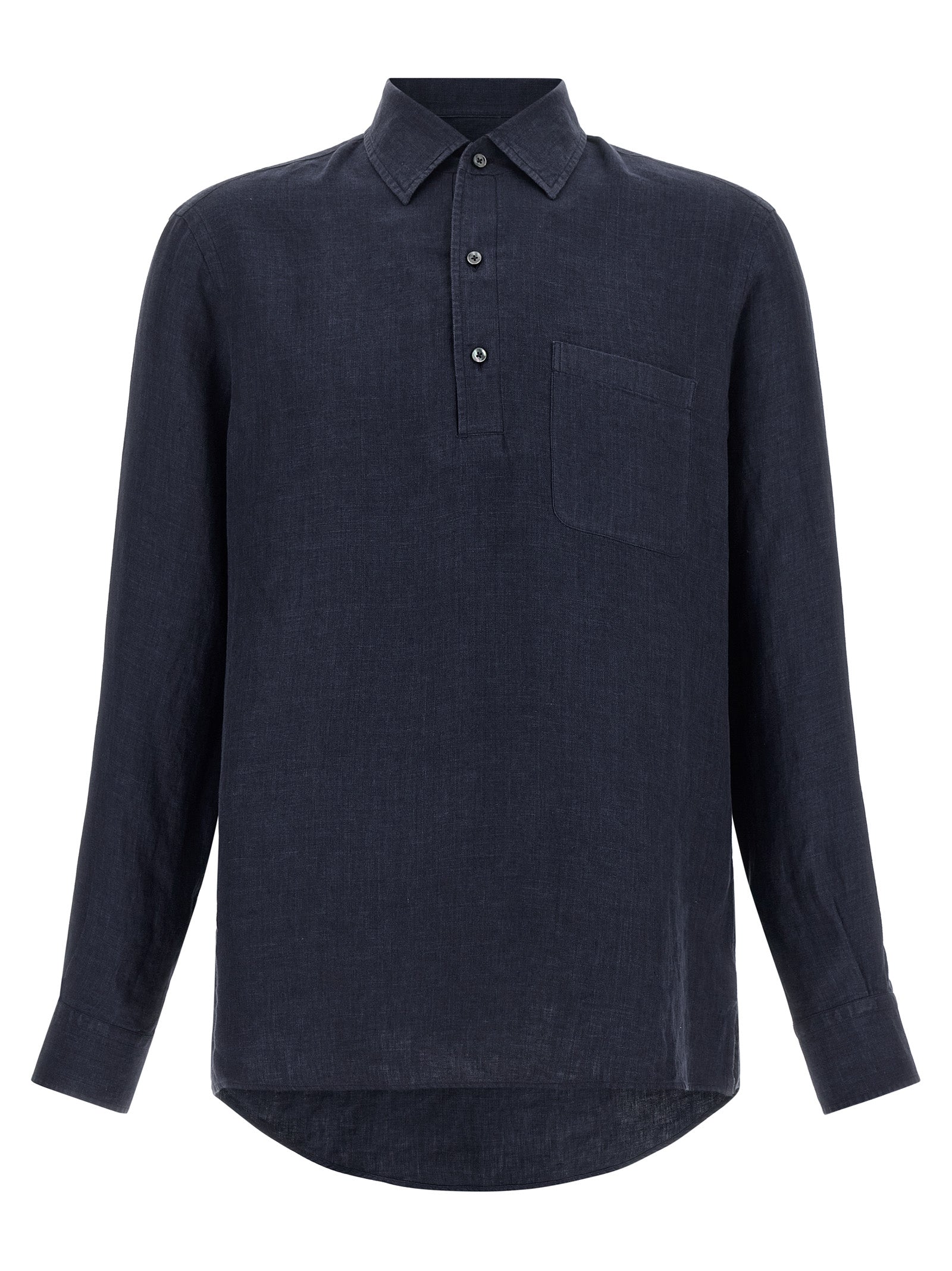 ZEGNA Blue Linen Polo Shirt ZEGNA