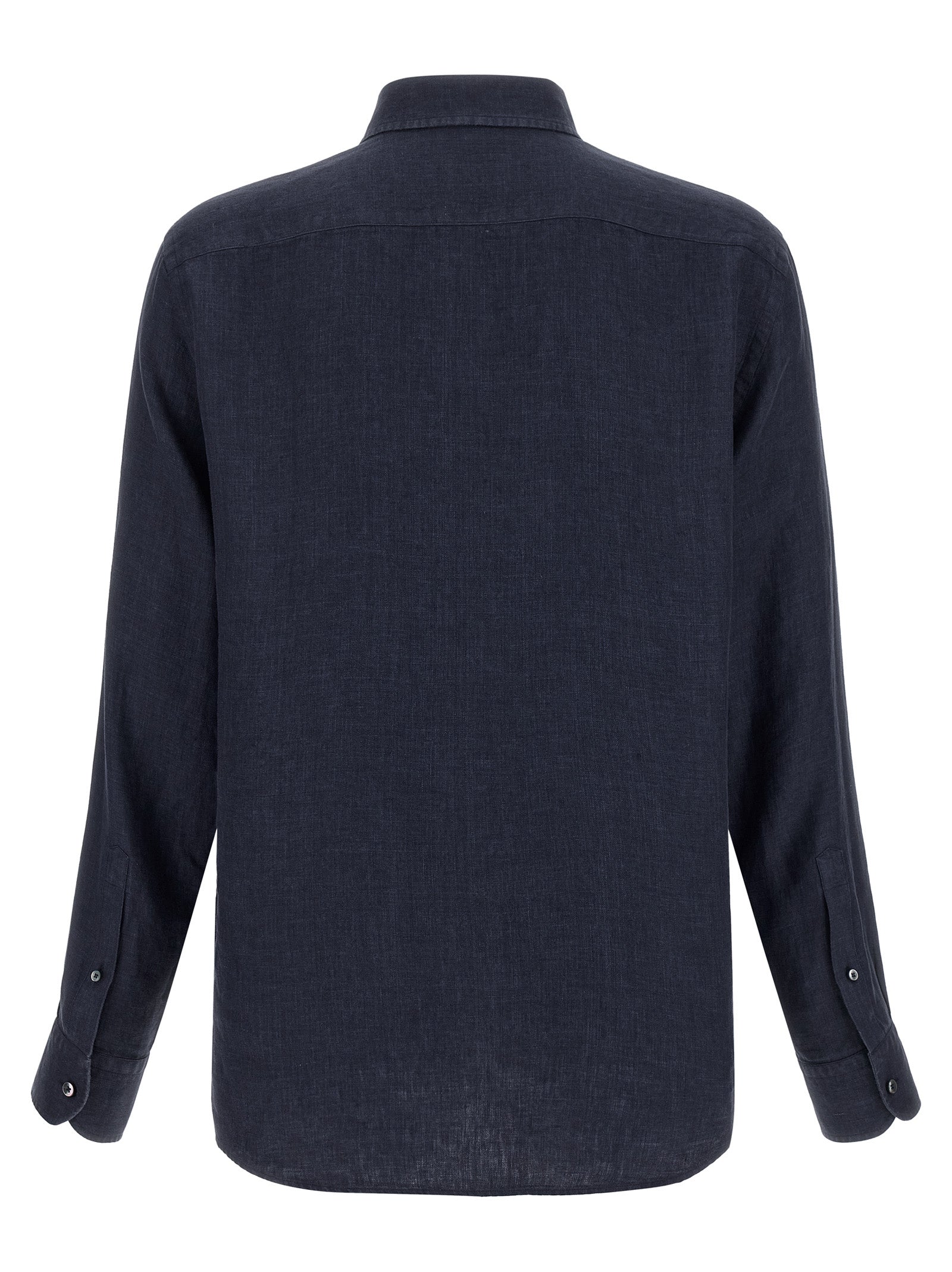 ZEGNA Blue Linen Polo Shirt ZEGNA