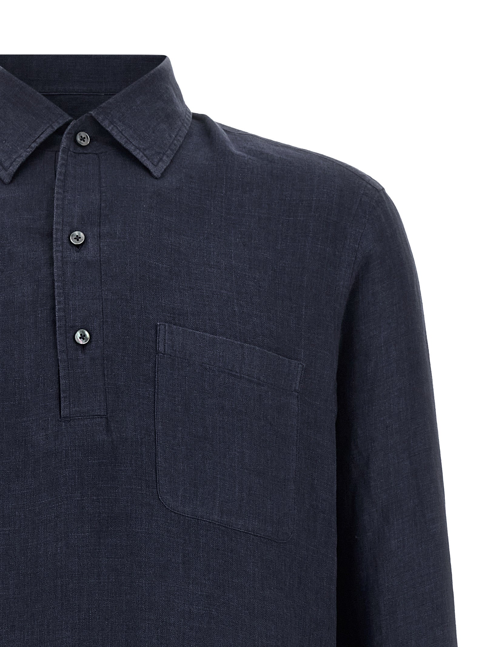 ZEGNA Blue Linen Polo Shirt ZEGNA
