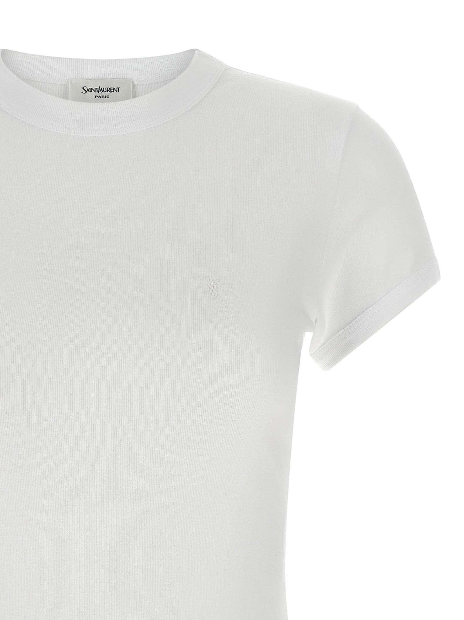 Saint Laurent White Cotton T-Shirt Saint Laurent