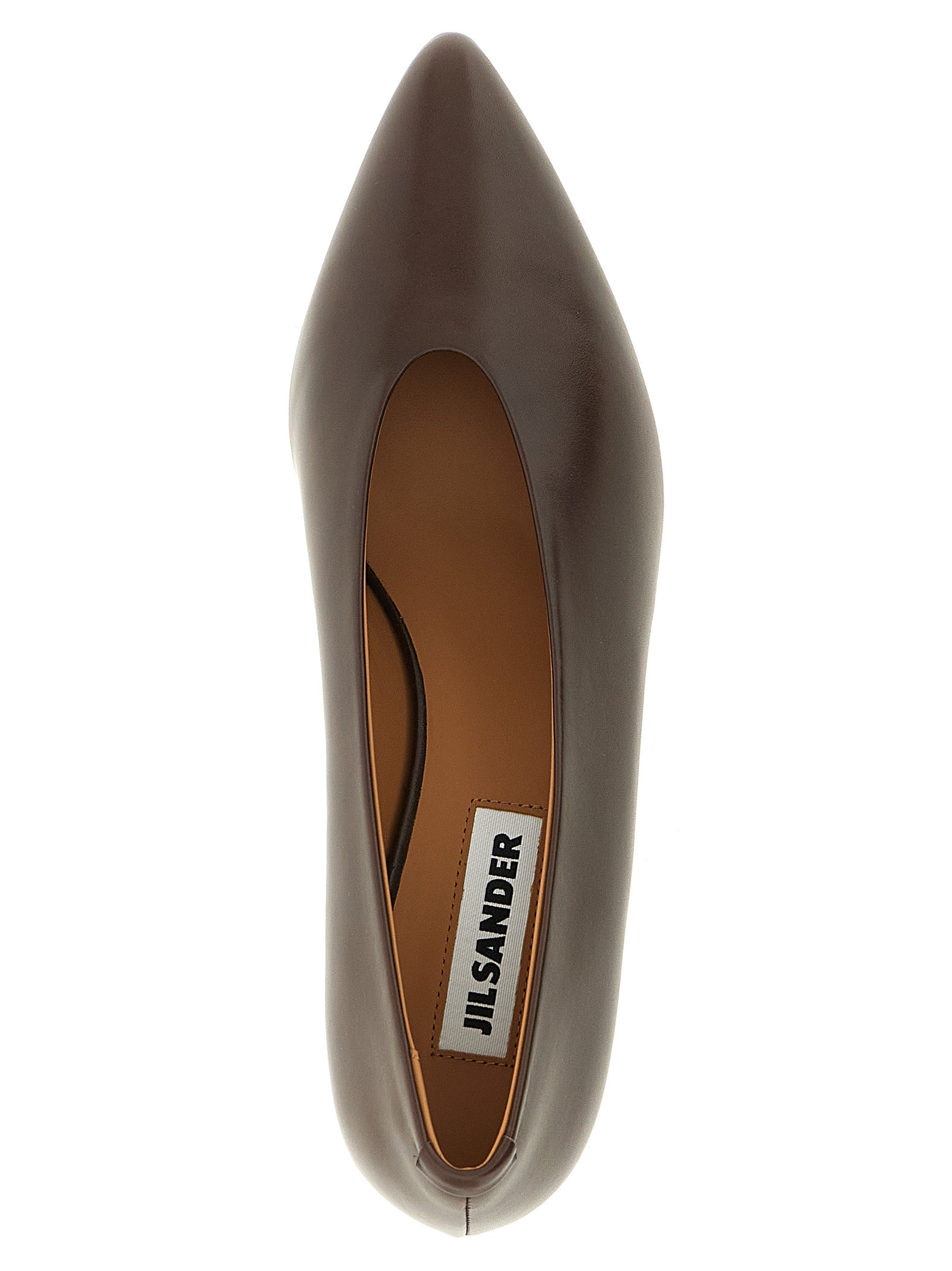 Jil Sander Brown Calfskin Mid Heel Pumps Jil Sander